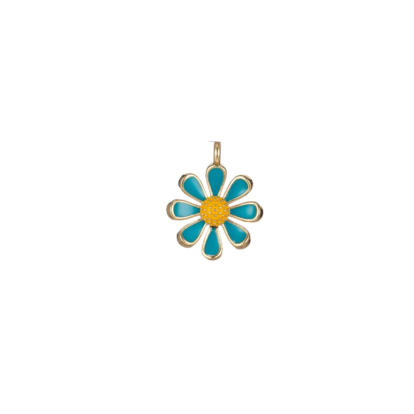 Dainty colorful daisy flower shape pendant, 14kgold filled daisy flower charm,enamel pendant white black pink green purple teal yellow,m-220
