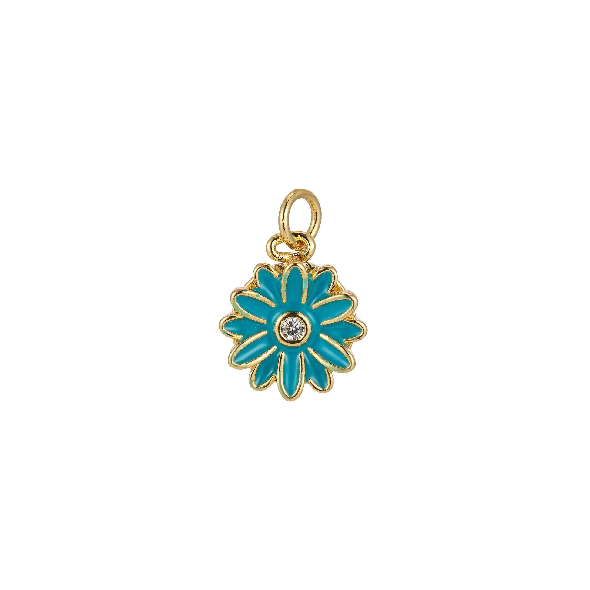 Daisy charm necklace, gift for her, enamel charm bracelet earring necklace for woman, flower gardener jewelry minimalist jewelry floral