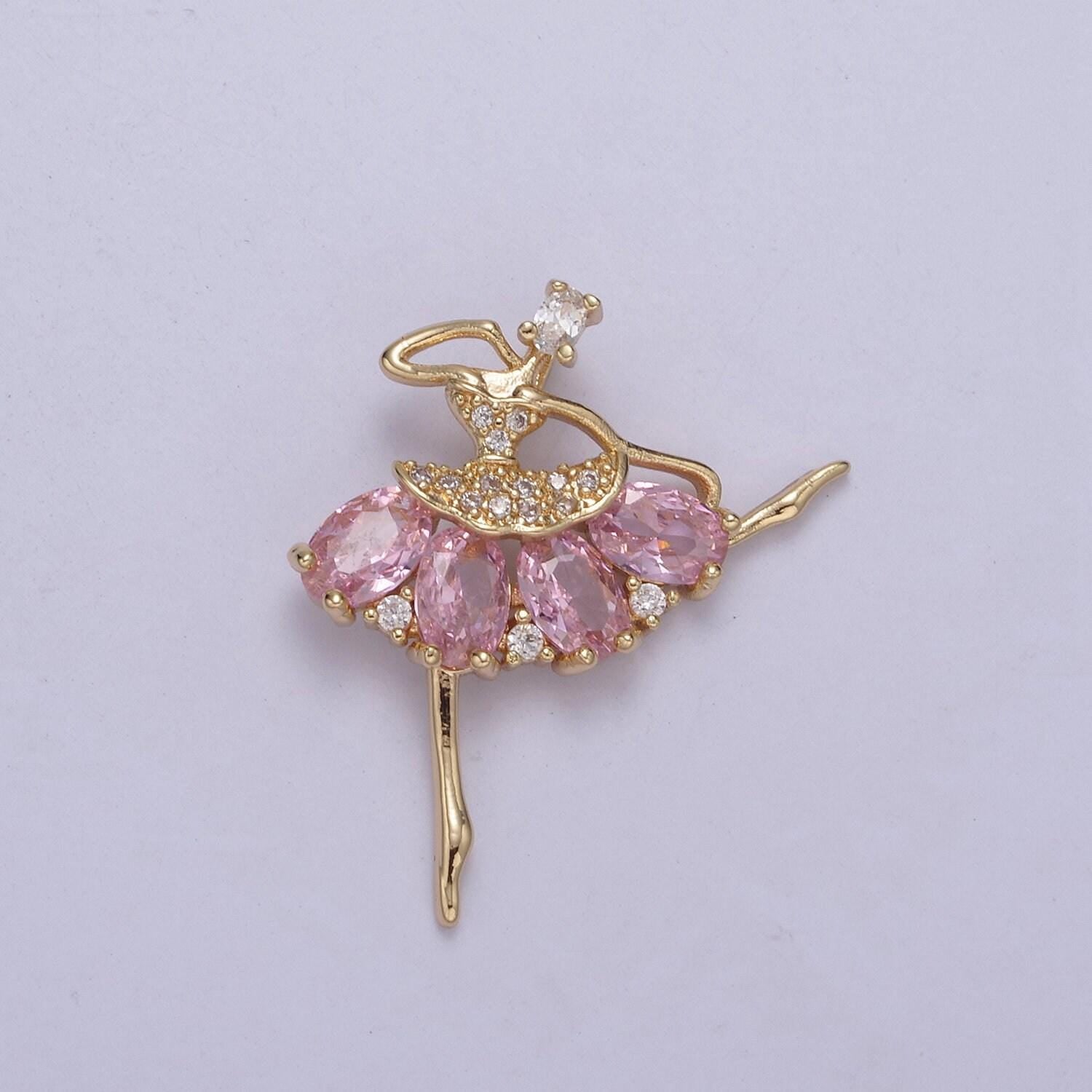 Dainty gold filled cz ballet dancer charm ballerina gift idea for necklace earring bracelet supply h-414 / h-417