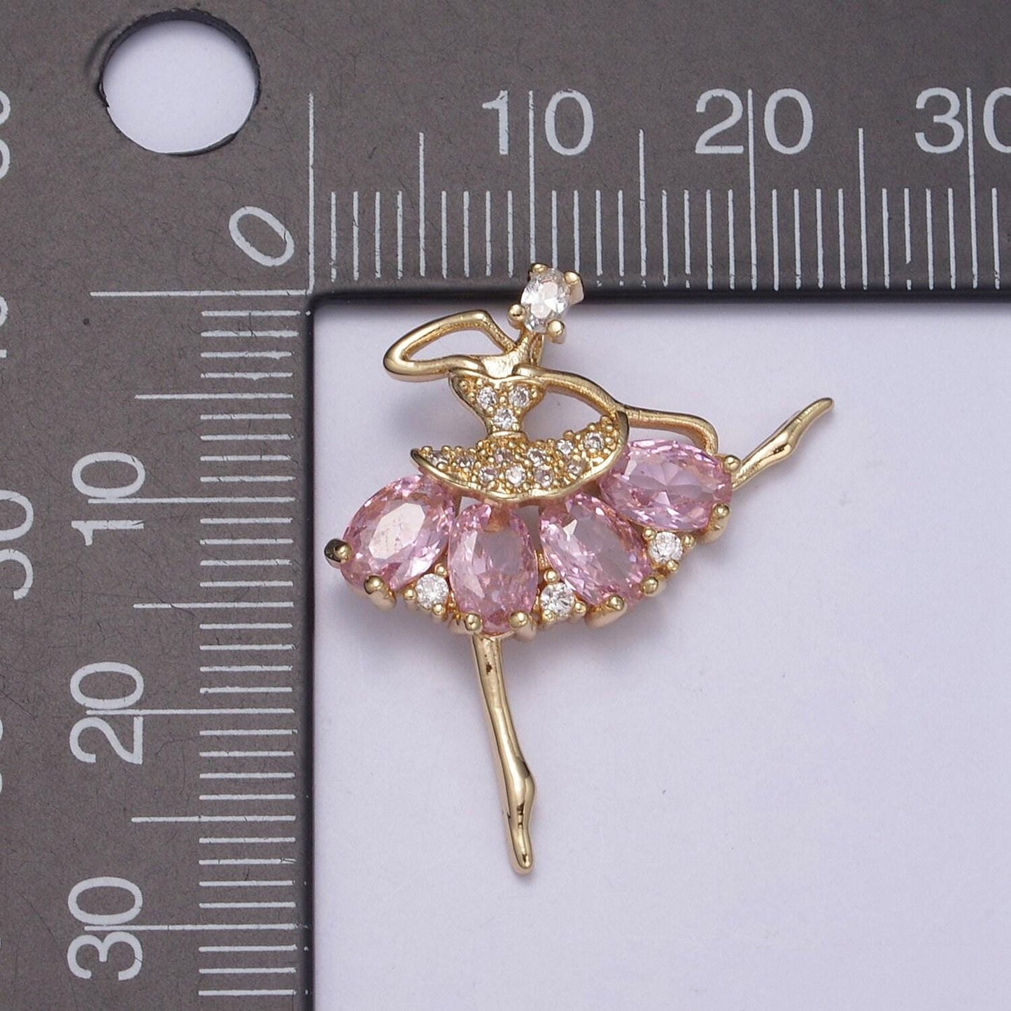 Dainty gold filled cz ballet dancer charm ballerina gift idea for necklace earring bracelet supply h-414 / h-417