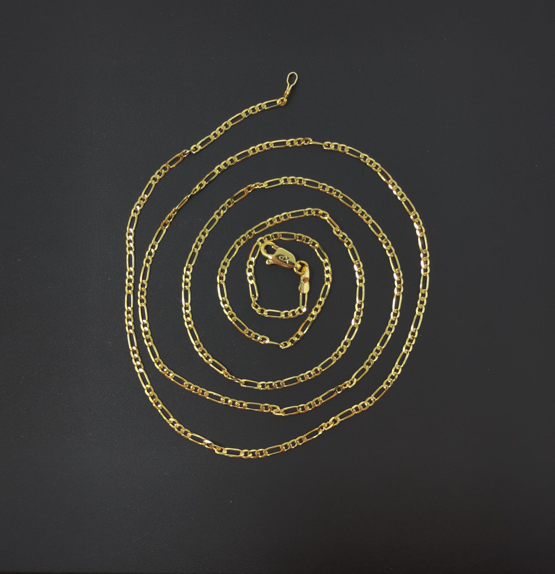 1pc 25.5'' ready to use 24k gold figaro necklace chain,layering figaro chain dainty necklace, perfect for pendant charm necklace, 492