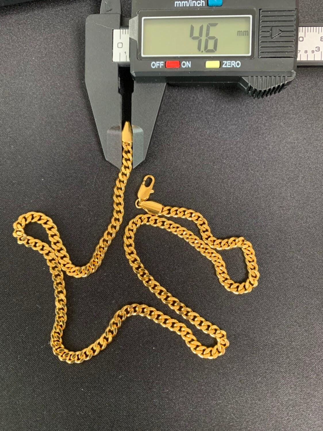 1pc 17.7'' ready to use 24k gold cuban curb necklace chain, layering curb chain necklace, lobster clasp, width is 4.6mm,ch-524