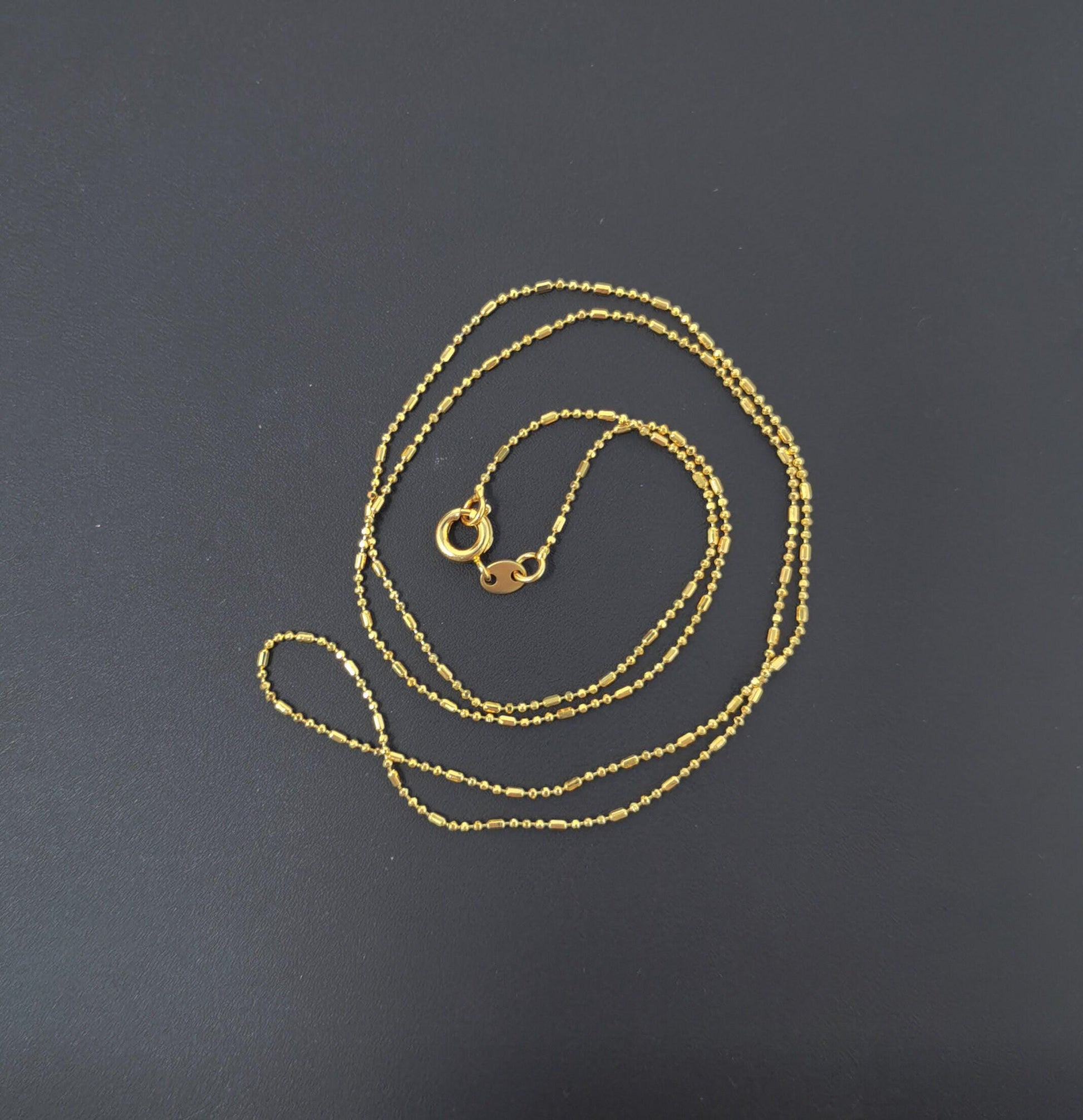 1pc 19.6'' ready to use 24k gold bead necklace chain, layering beaded chain, dainty beaded necklace, for pendant chain necklace, 484