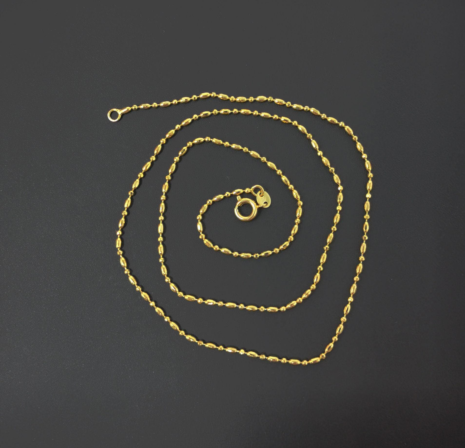 1pc 19.6'' ready to use 24k gold bead necklace chain, layering beaded chain, dainty beaded necklace, pendant charm chain necklace-480