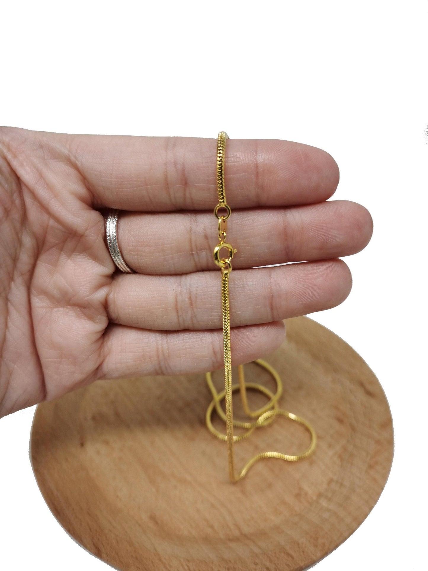 1pc 19.6'' ready to use 24k gold cocoon necklace chain, layer snake chain dainty necklace, for pendant charm necklace making, 472
