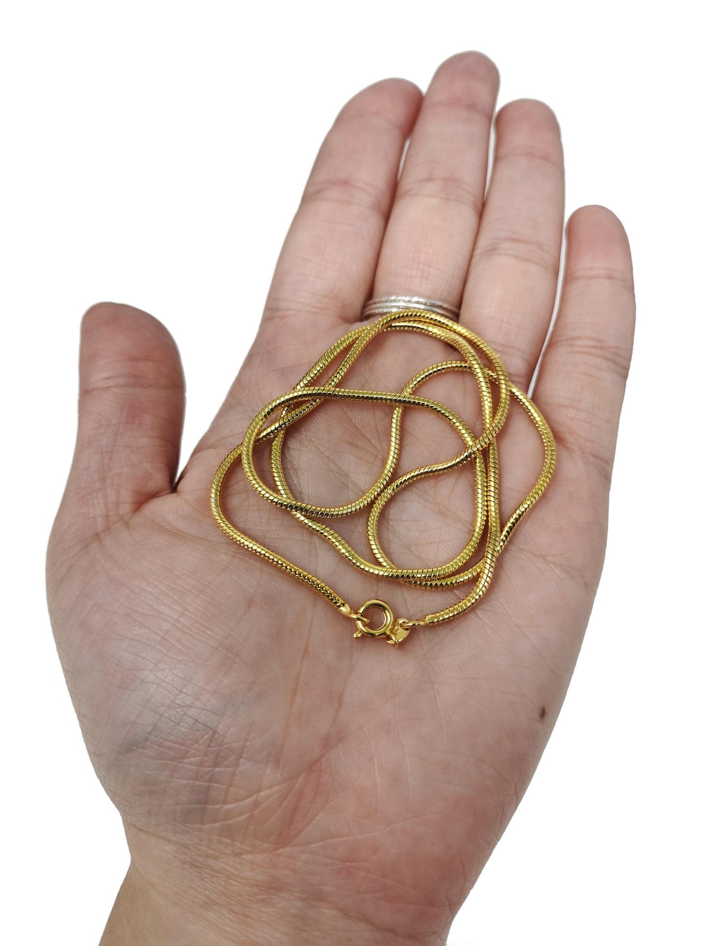 1pc 19.6'' ready to use 24k gold cocoon necklace chain, layer snake chain dainty necklace, for pendant charm necklace making, 472