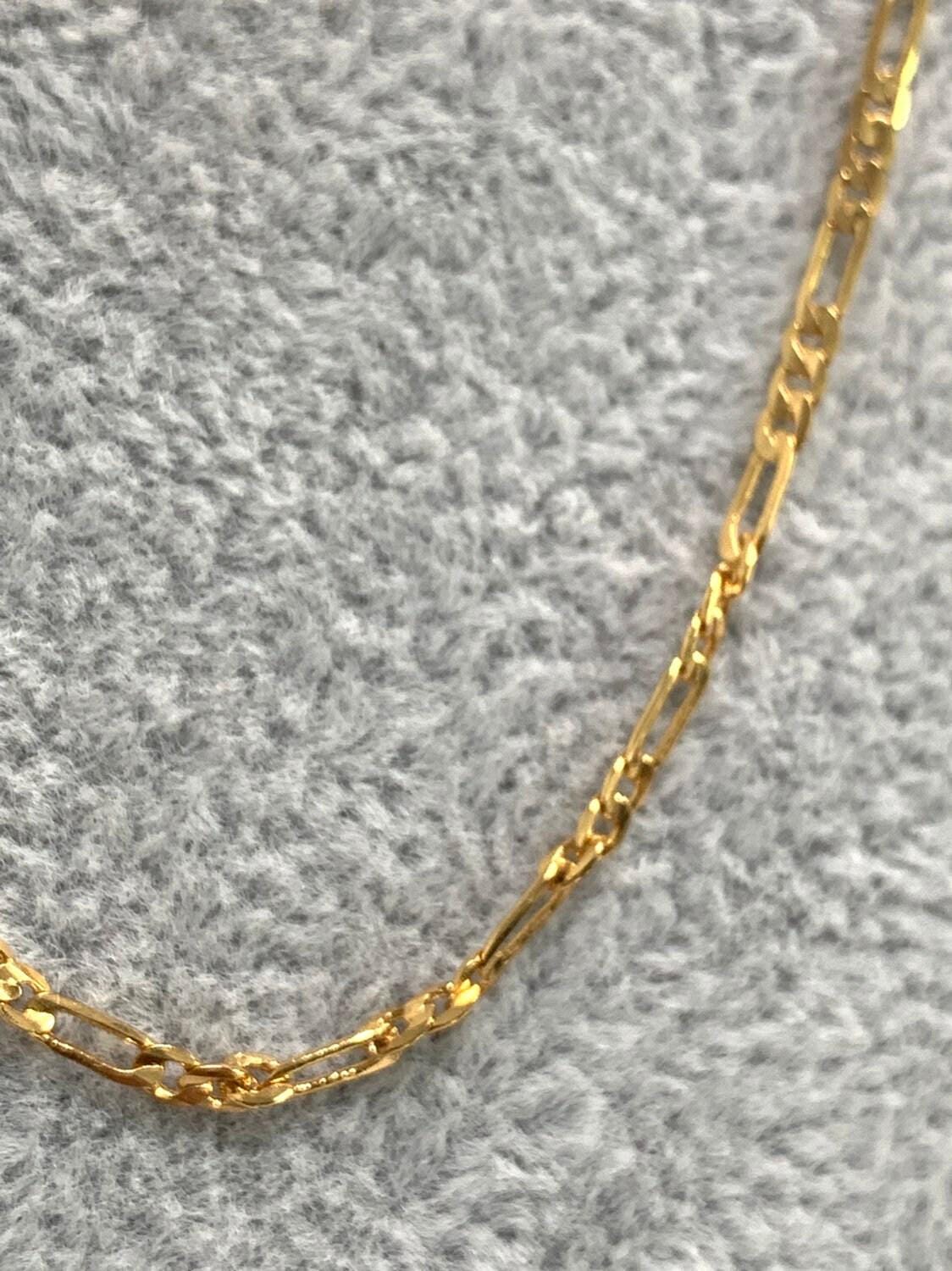 24k gold 19.6'' figaro necklace chain, layering figaro chain dainty necklace, 1.8mm width, 0.4 mm thick, ch-49