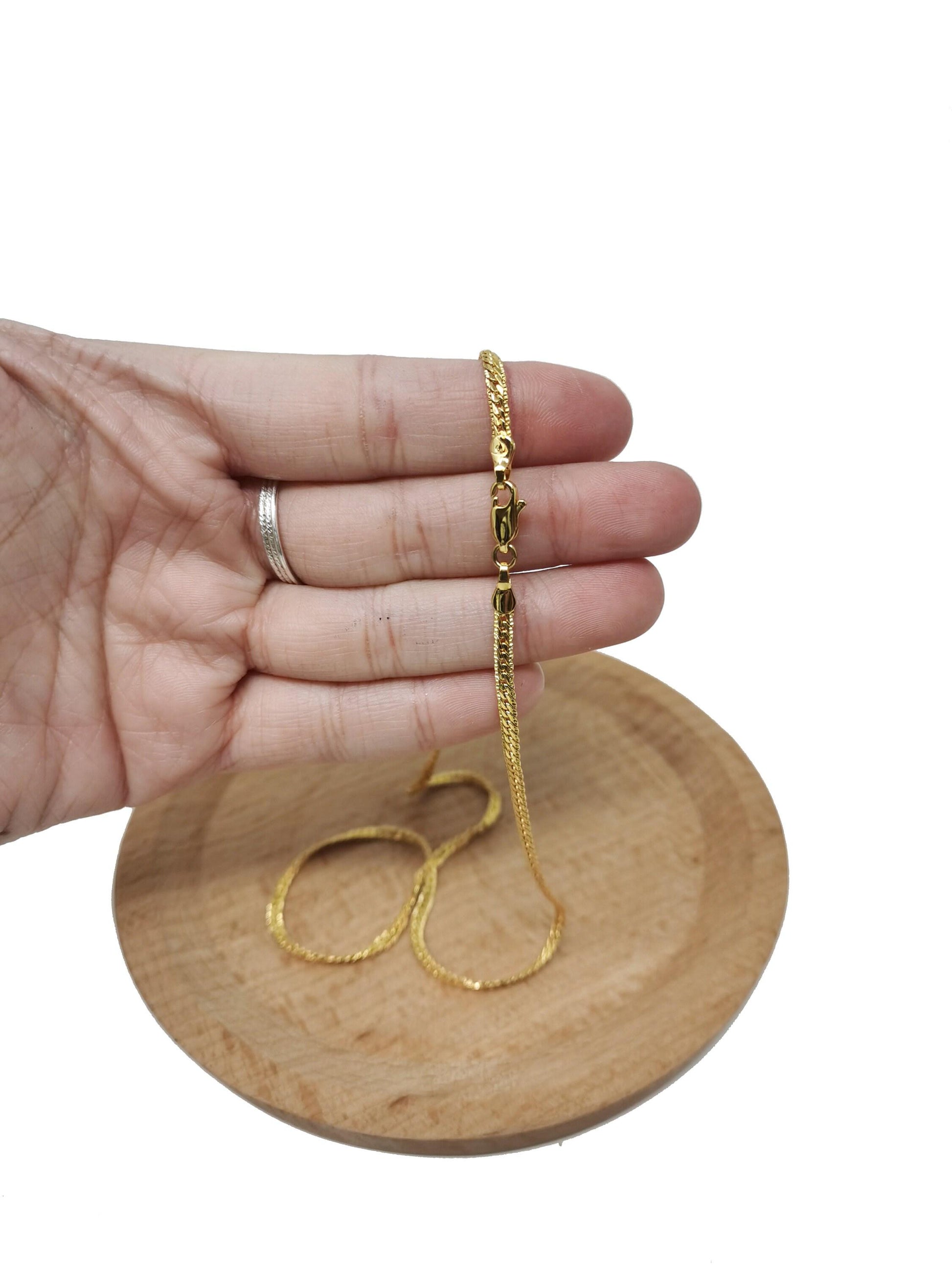1pc 17.7'' ready to use 24k gold herringbone necklace chain, layering chain dainty necklace, for pendant charm necklace making, 526