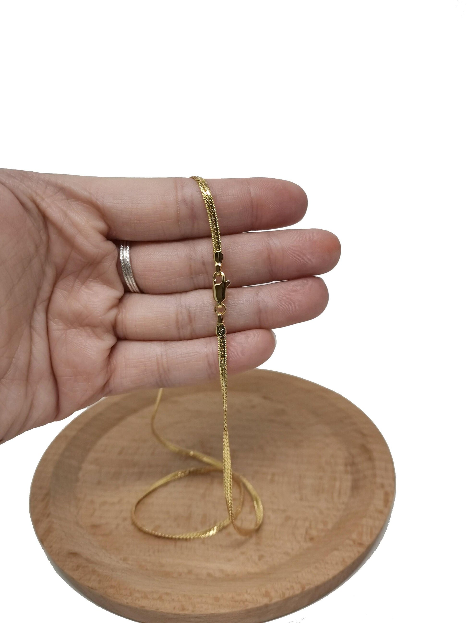 1pc 17.7'' ready to use 24k gold herringbone curb necklace chain, layer curb chain dainty necklace, for pendant necklace making, 434