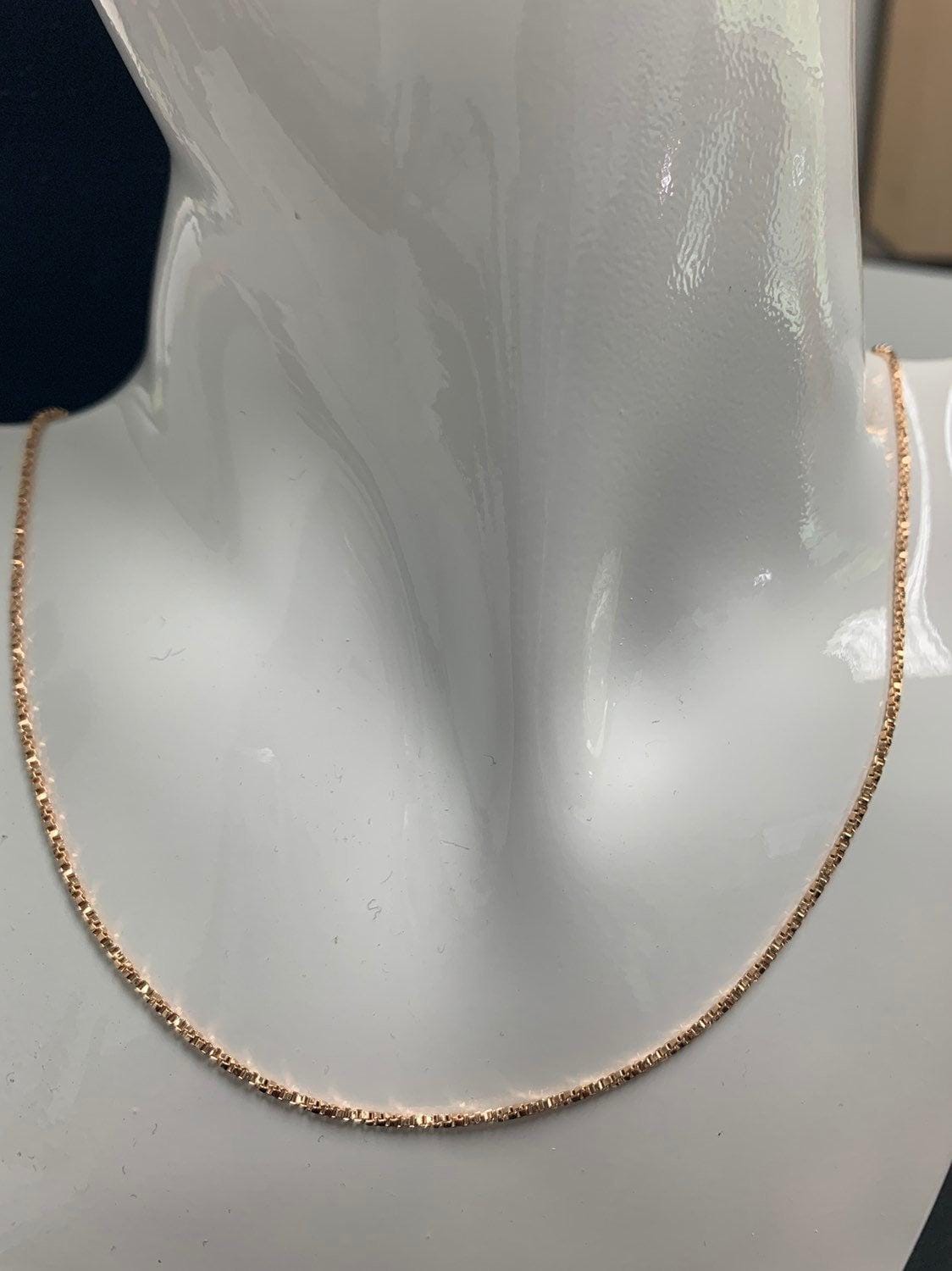 1pc 17.7'' ready to wear singapore 18k rosy gold square box chain necklace,layering dainty twist box chain for necklace jewelry making, 670