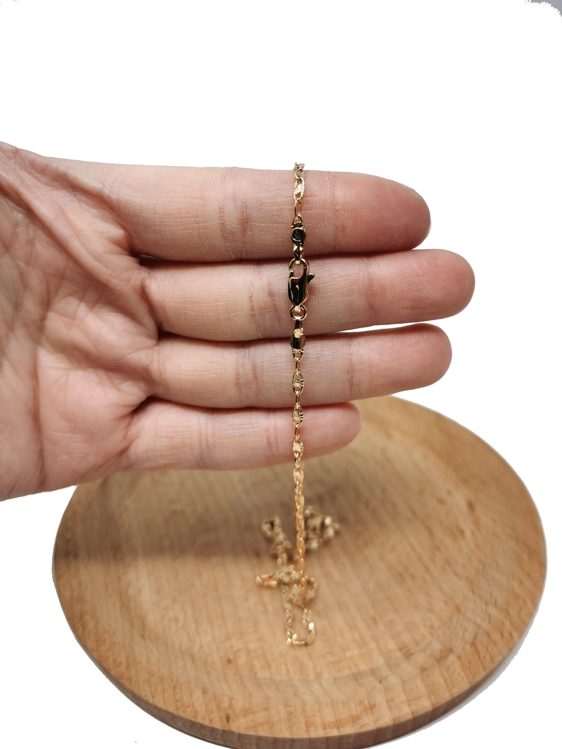 1pc 17.7'' ready to use 18k gold filled unique necklace chain, layering plate lock chain dainty necklace, perfect for pendant charm necklace
