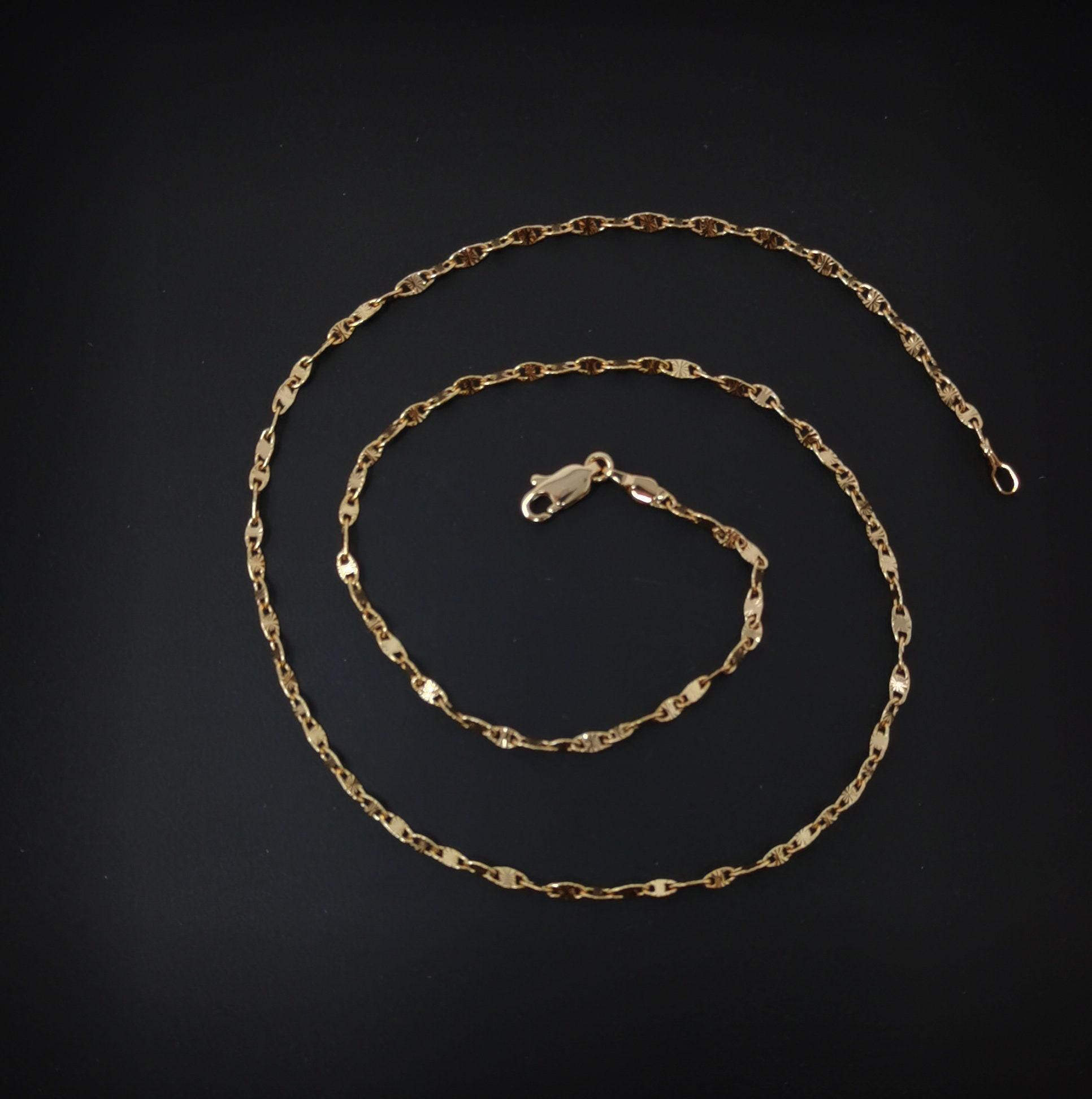1pc 17.7'' ready to use 18k gold filled unique necklace chain, layering plate lock chain dainty necklace, perfect for pendant charm necklace