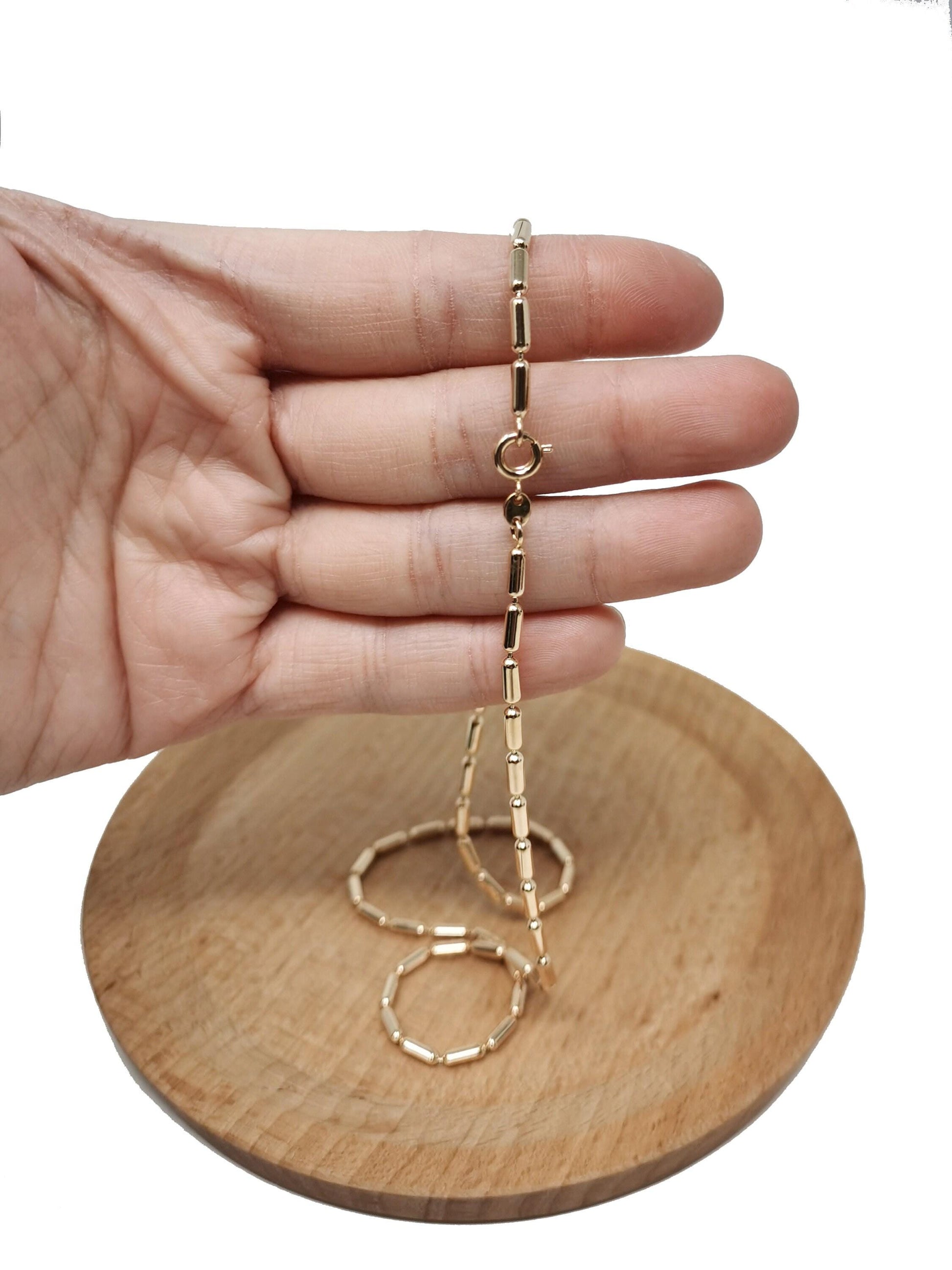 1pc 17.7'' ready to use gold sausages link necklace chain, layering beaded chain dainty necklace, perfect for pendant charm necklace, 657