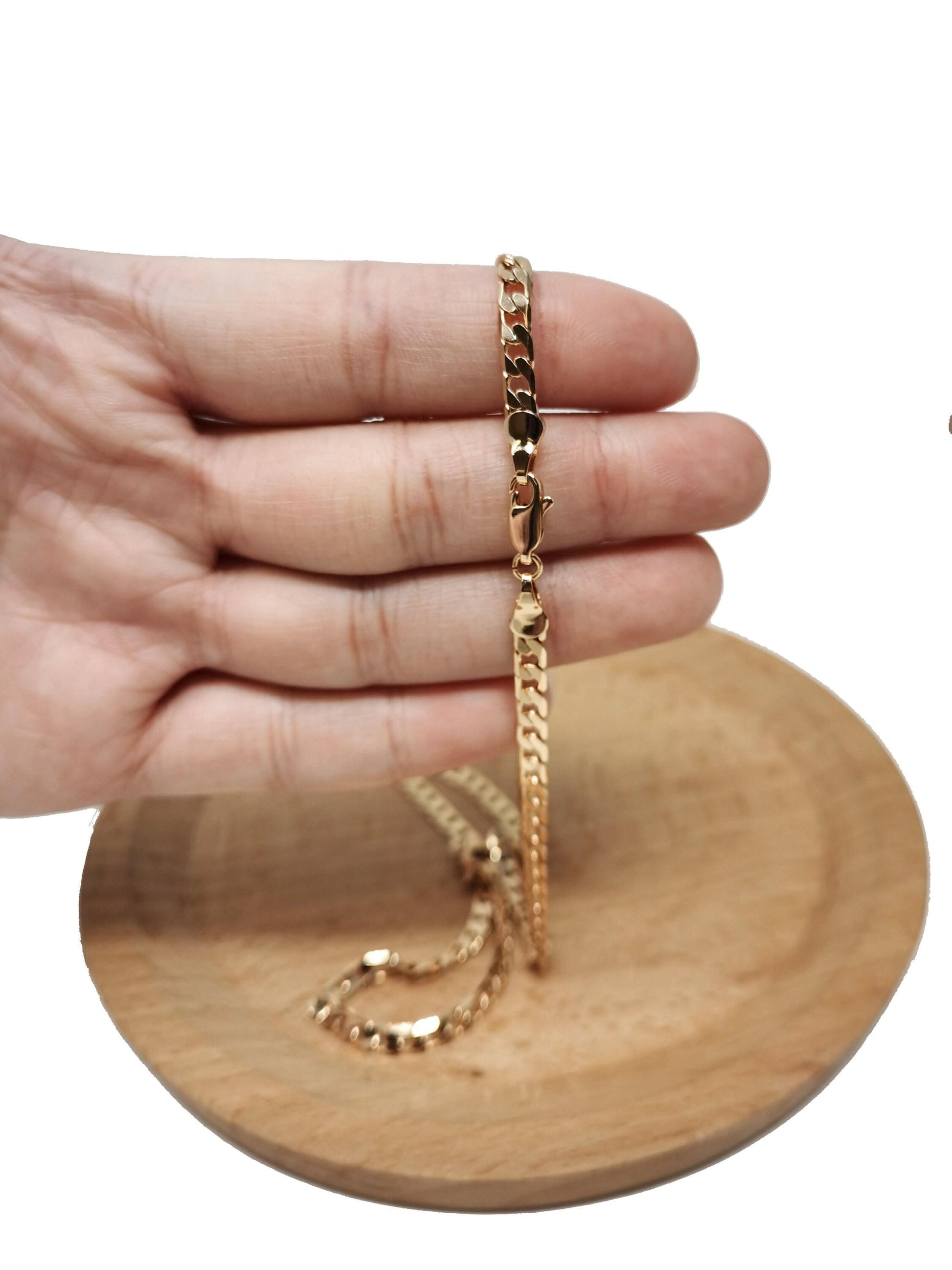 1pc 17.0'' ready to use 18k rosy gold cuban curb necklace chain, layering curb chain dainty necklace, for necklace making, ch-683