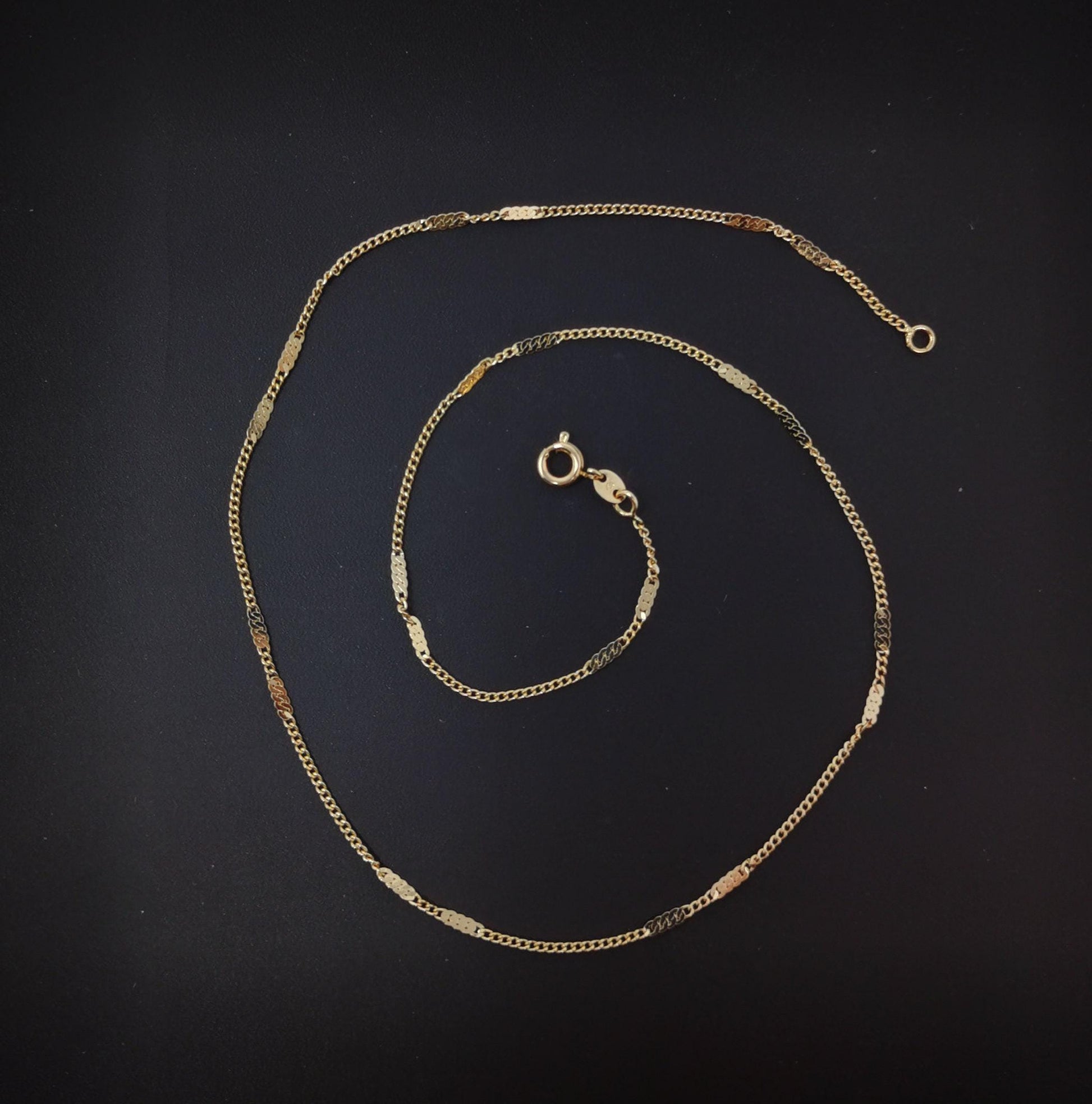 1pc15.6'' ready to use 18k gold cuban curb necklace chain, layering curb chain dainty necklace,for pendant charm necklace making, 668