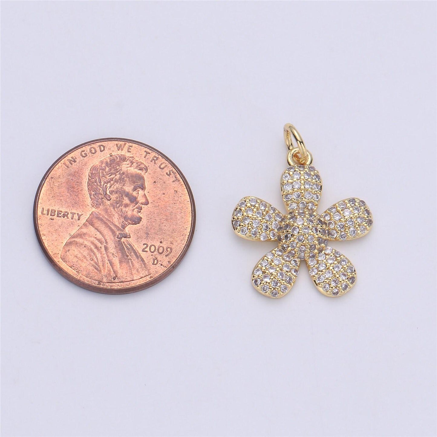 Gold daisy charm micro pave flower charm, clear cubic charms, cz gold colorful charm, dainty minimalist jewelry supply, c-925