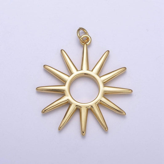 Gold sun charm celestial pendant c-691