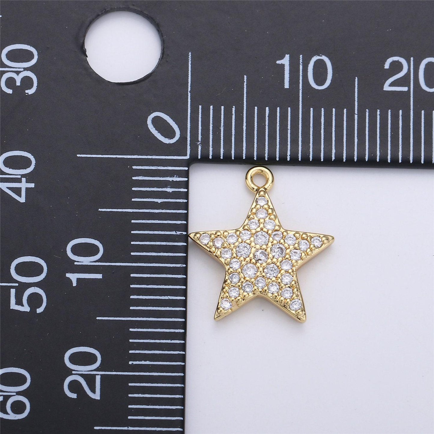 1x micro paved cubic zirconia star charm, gold star pendant for necklace earring bracelet making c675