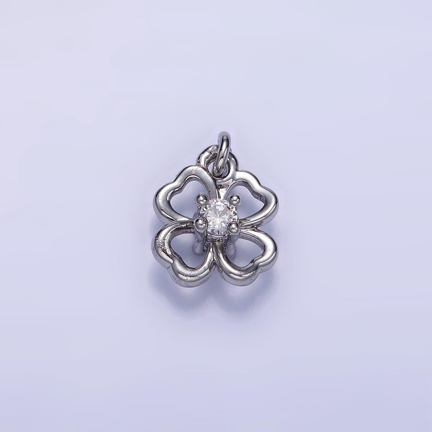 24k gold filled mini flower clear marquise petal add-on charm in gold & silver | ac1213 ac1214