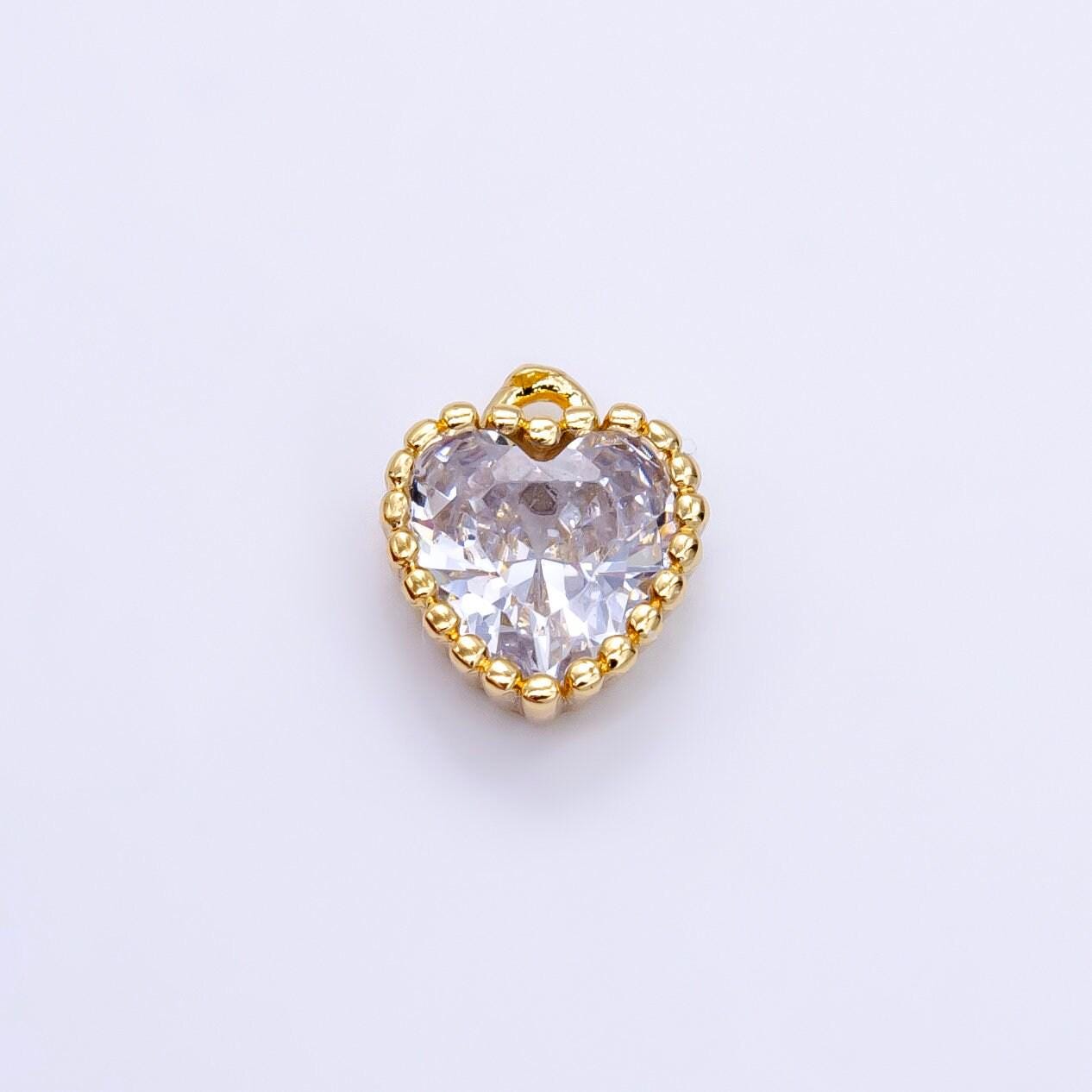 Tini mini small heart charm cubic heart gold charm for bracelet earring necklace jewelry making supply -292