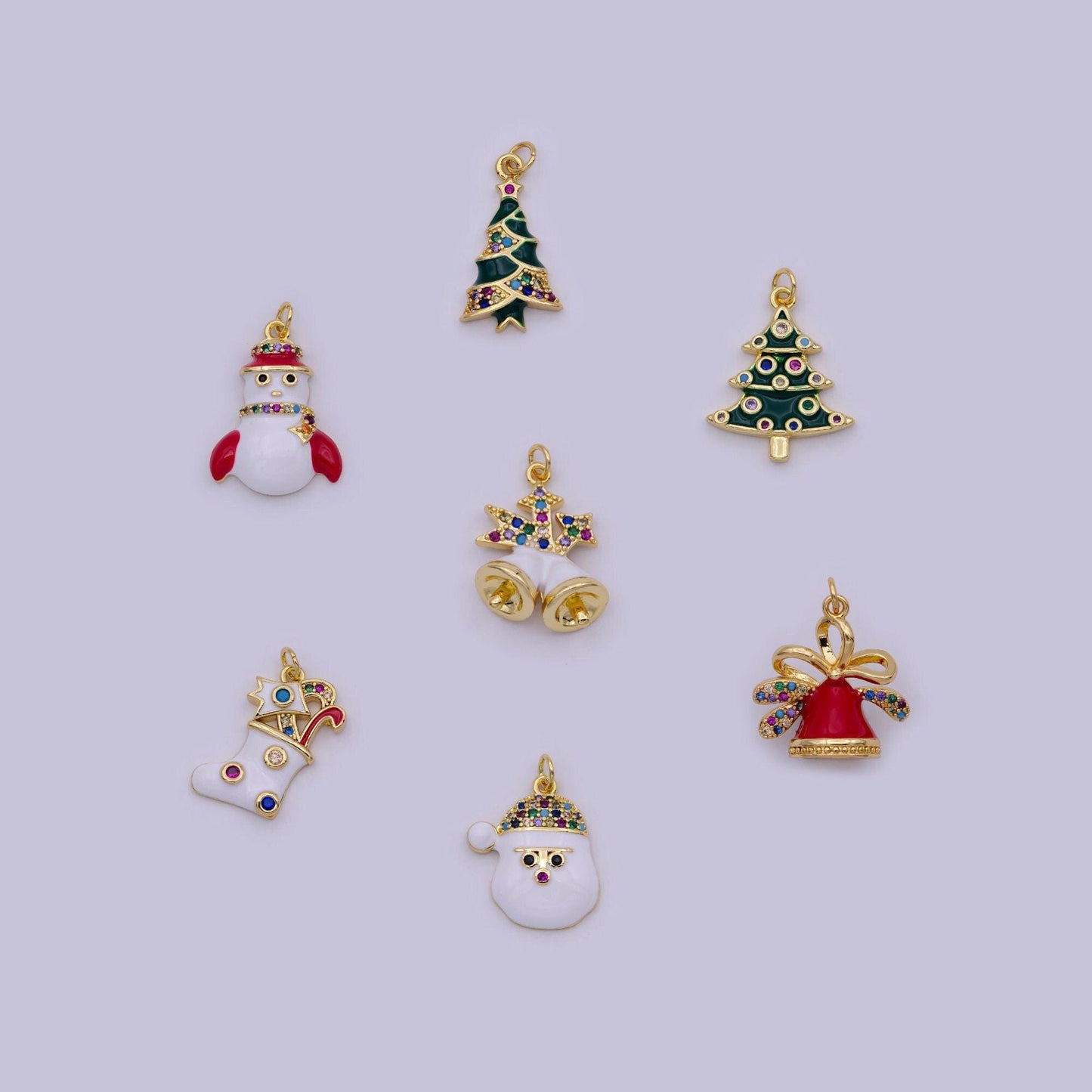 Dainty christmas charm set, bulk wholesale christmas theme pendant xmas jewelry for necklace bracelet earring | c-481