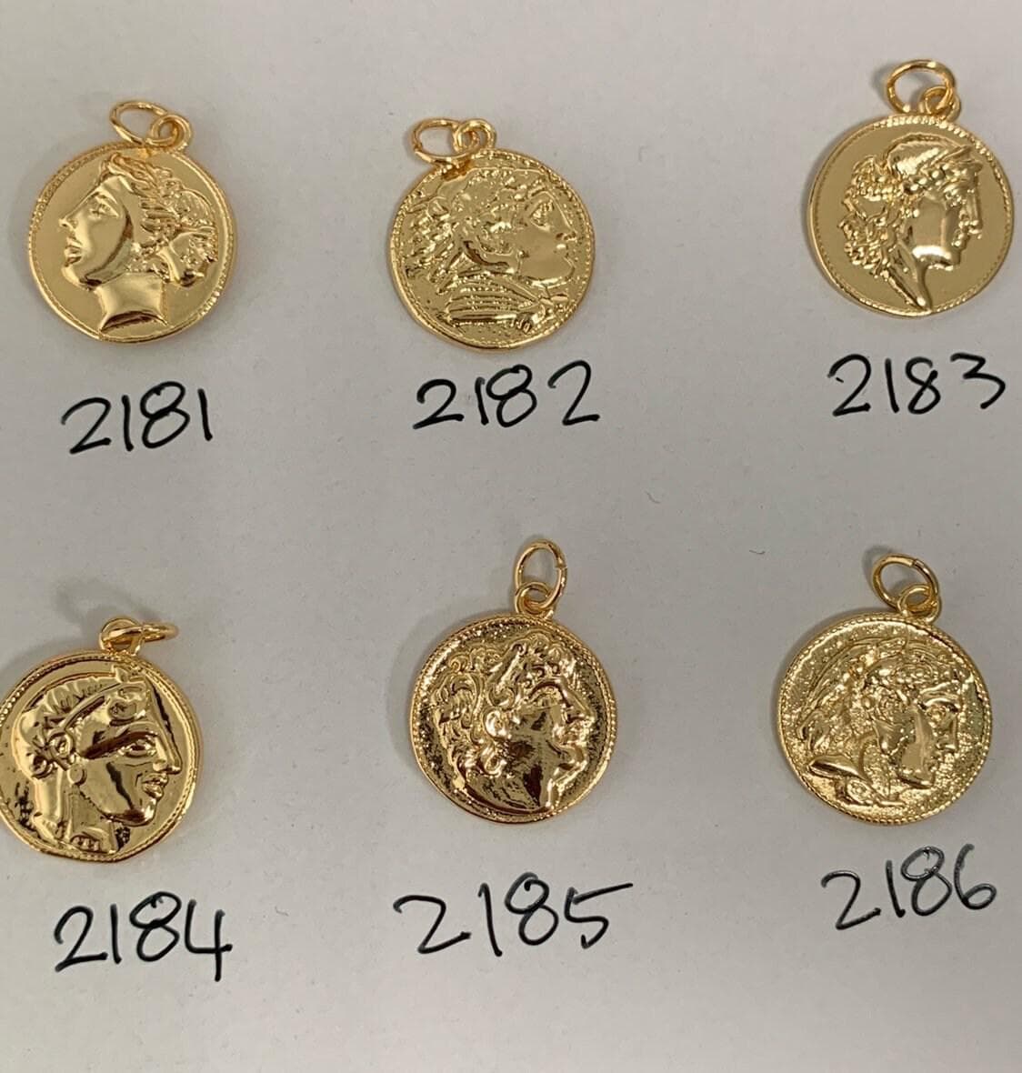 Double sided 24k gold hercules coin pendant ancient coin pendant, greek heracles coin pendant, diy jewelry, warrior pendant c532,543