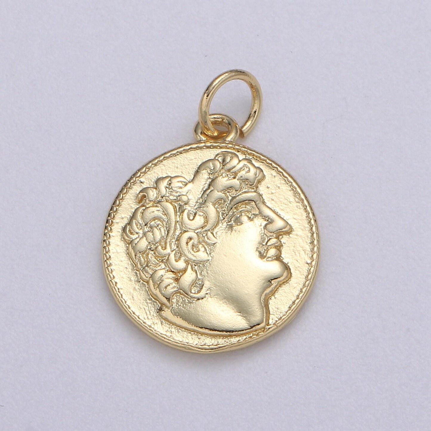 Double sided 24k gold hercules coin pendant ancient coin pendant, greek heracles coin pendant, diy jewelry, warrior pendant c532,543