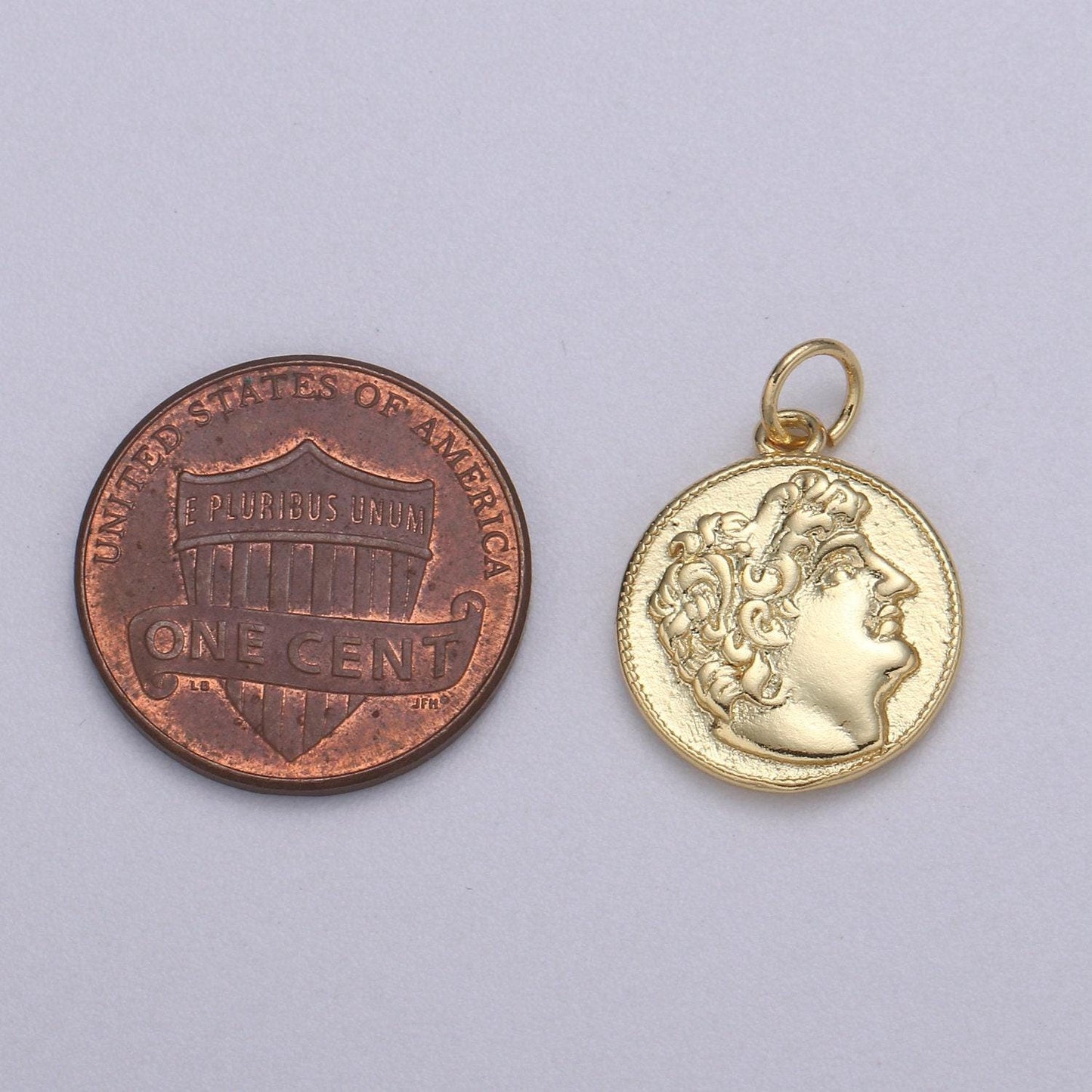 Double sided 24k gold hercules coin pendant ancient coin pendant, greek heracles coin pendant, diy jewelry, warrior pendant c532,543