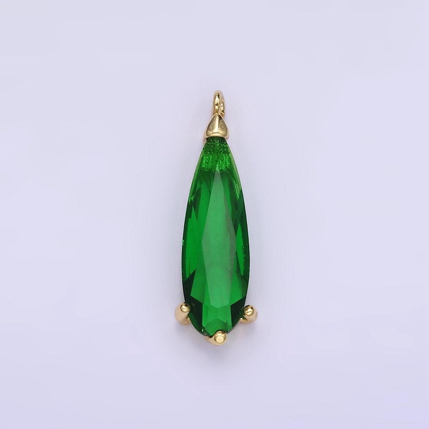 Emerald green charm teardrop faceted zirconia stone tear drop pendant, diy fashion jewelry craft supply necklace bracelet earring | c520