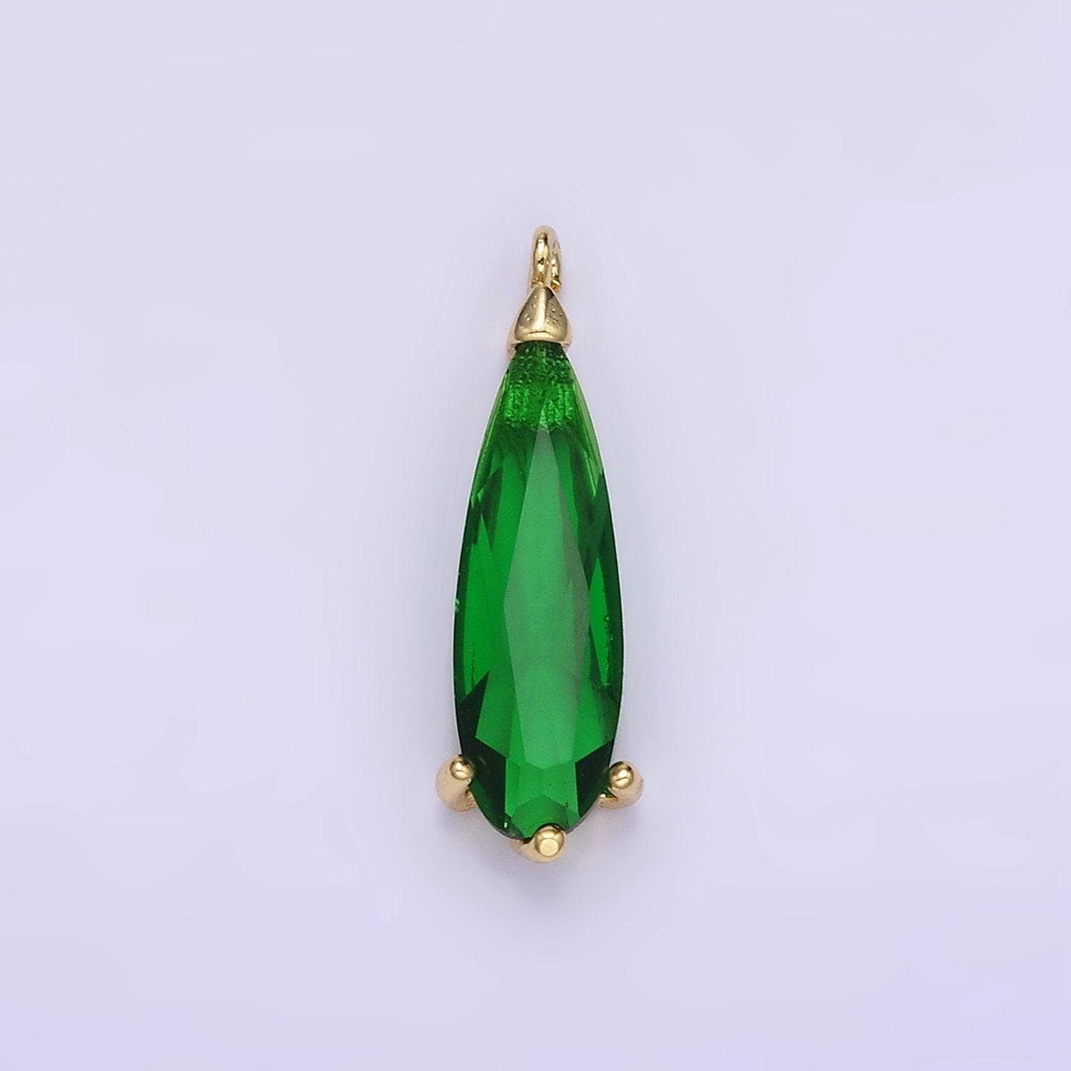Emerald green charm teardrop faceted zirconia stone tear drop pendant, diy fashion jewelry craft supply necklace bracelet earring | c520