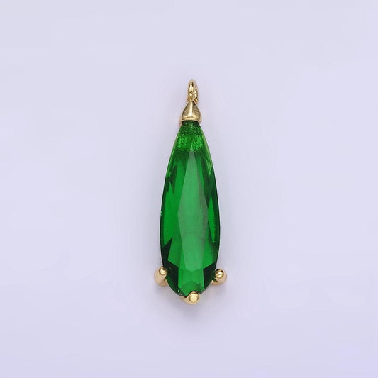 Emerald green charm teardrop faceted zirconia stone tear drop pendant, diy fashion jewelry craft supply necklace bracelet earring | c520