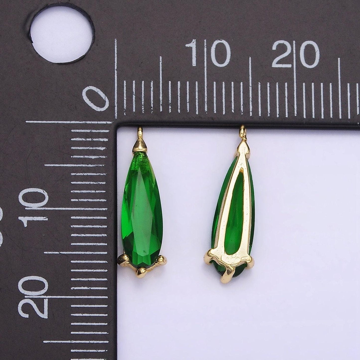 Emerald green charm teardrop faceted zirconia stone tear drop pendant, diy fashion jewelry craft supply necklace bracelet earring | c520