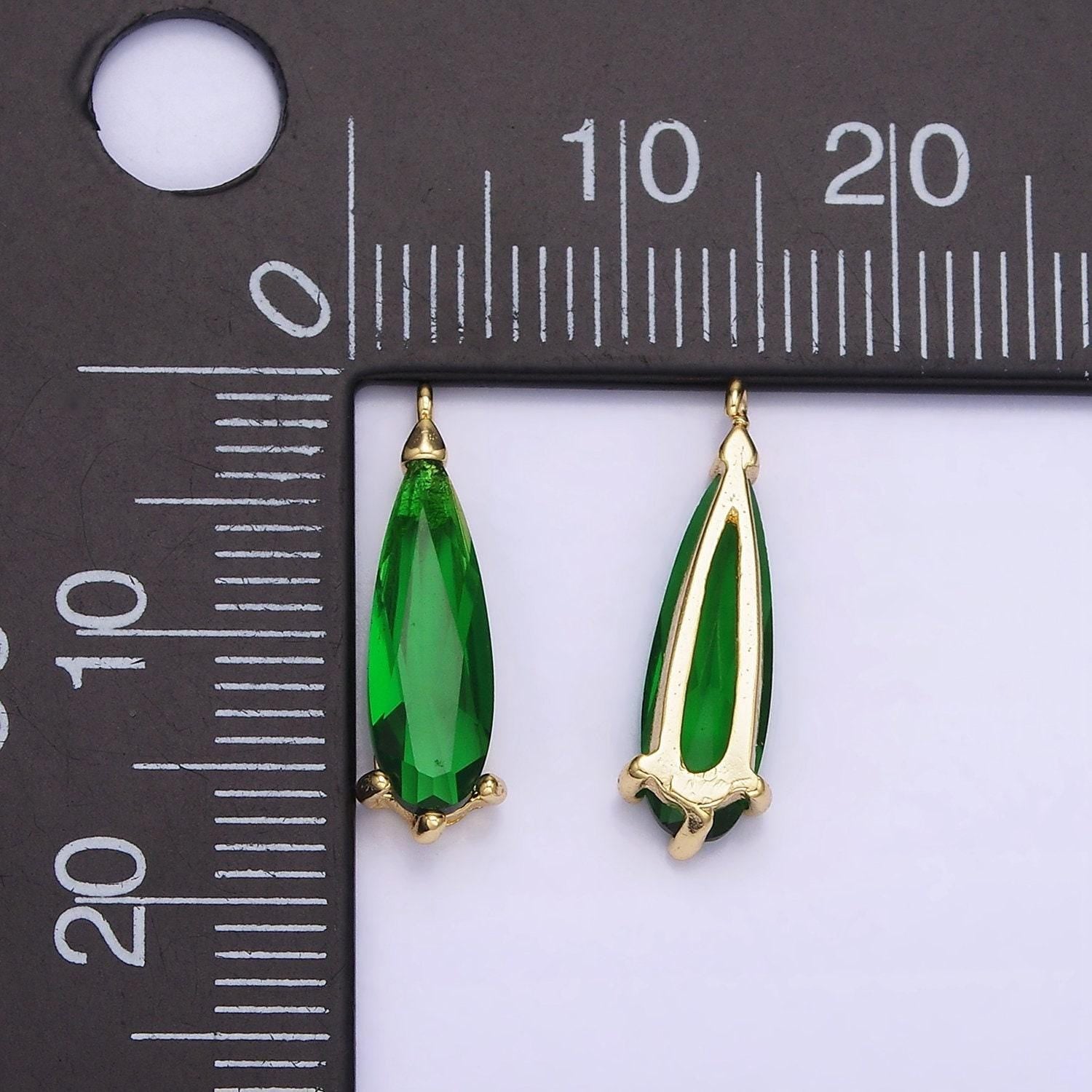 Emerald green charm teardrop faceted zirconia stone tear drop pendant, diy fashion jewelry craft supply necklace bracelet earring | c520