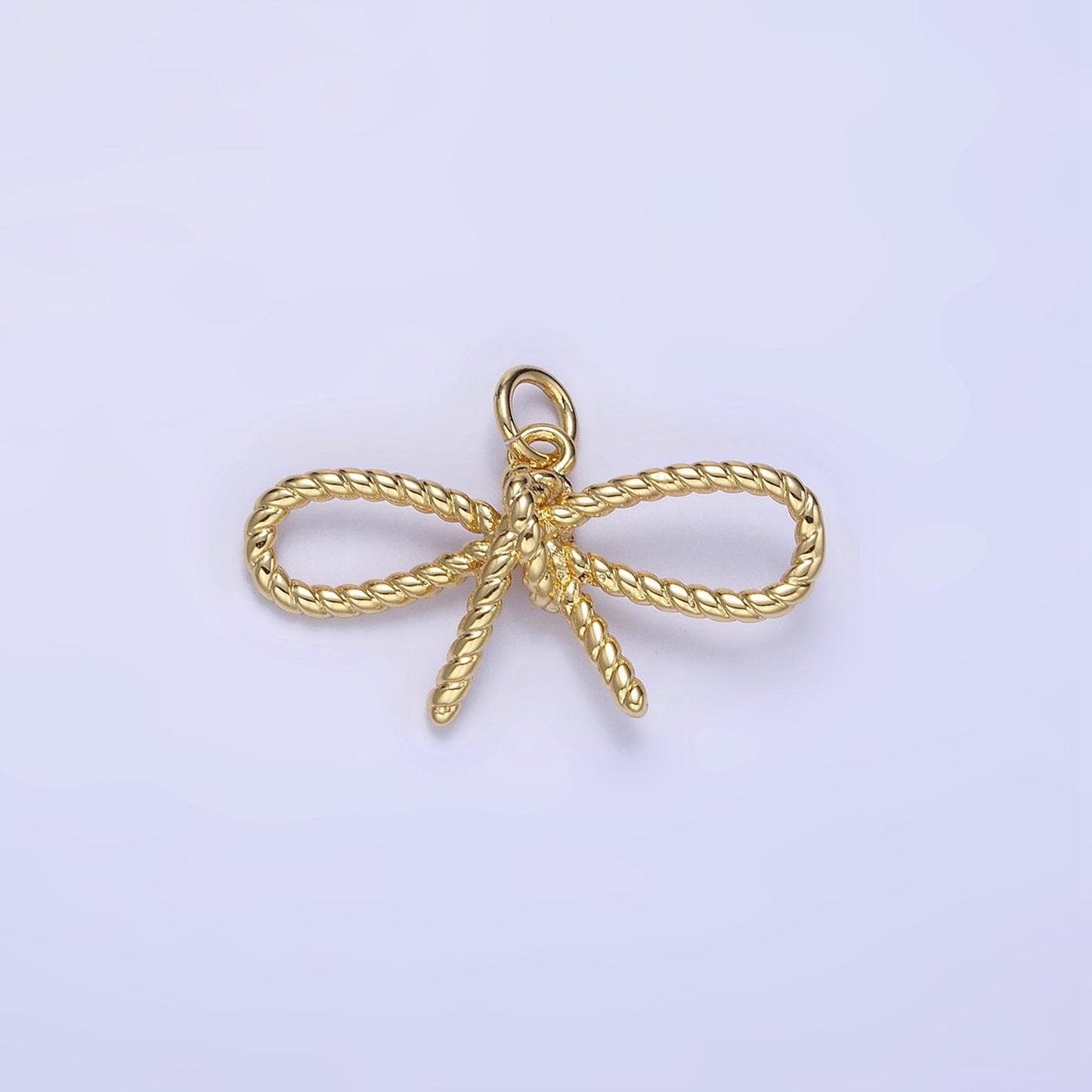 Dainty 24k gold filled rope twisted ribbon bow charm for bracelet necklace earring component add-on charm | c481
