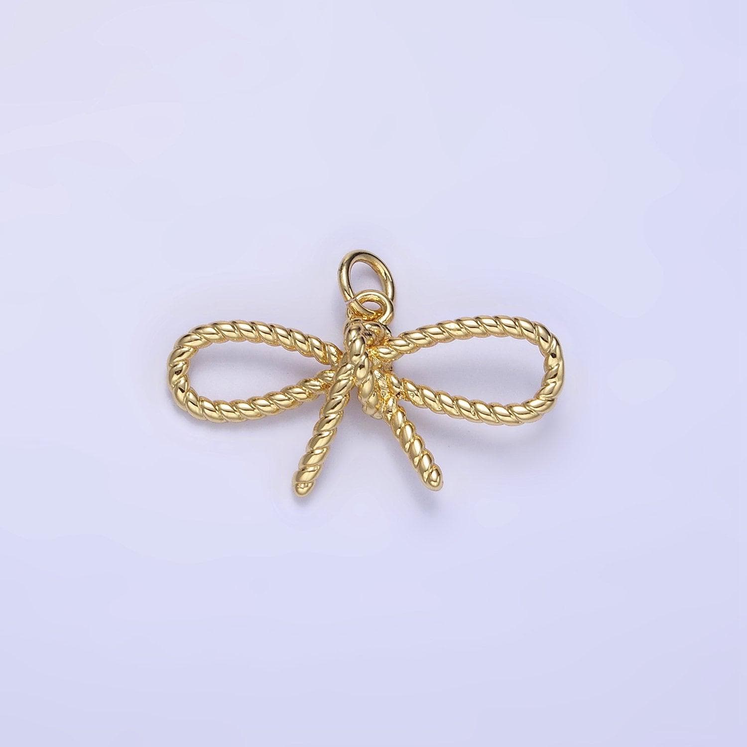 Dainty 24k gold filled rope twisted ribbon bow charm for bracelet necklace earring component add-on charm | c481