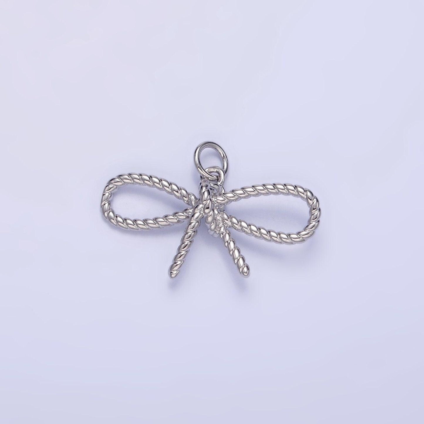 Dainty 24k gold filled rope twisted ribbon bow charm for bracelet necklace earring component add-on charm | c481