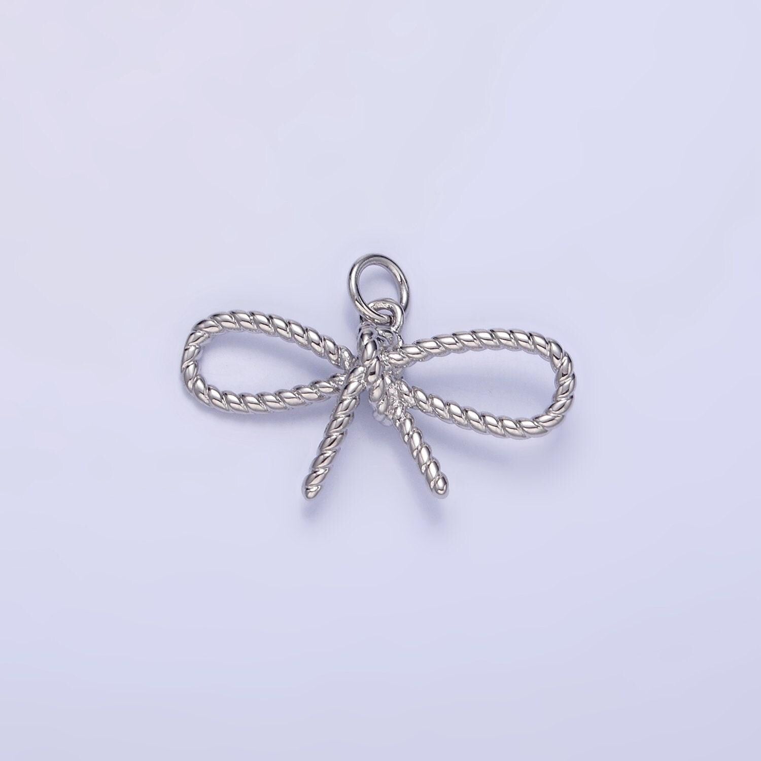 Dainty 24k gold filled rope twisted ribbon bow charm for bracelet necklace earring component add-on charm | c481
