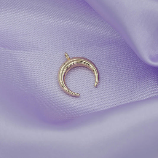 Dainty crescent moon horn charm upside down tusk moon pendant bohemian jewelry inspired gold moon pendant | c-428