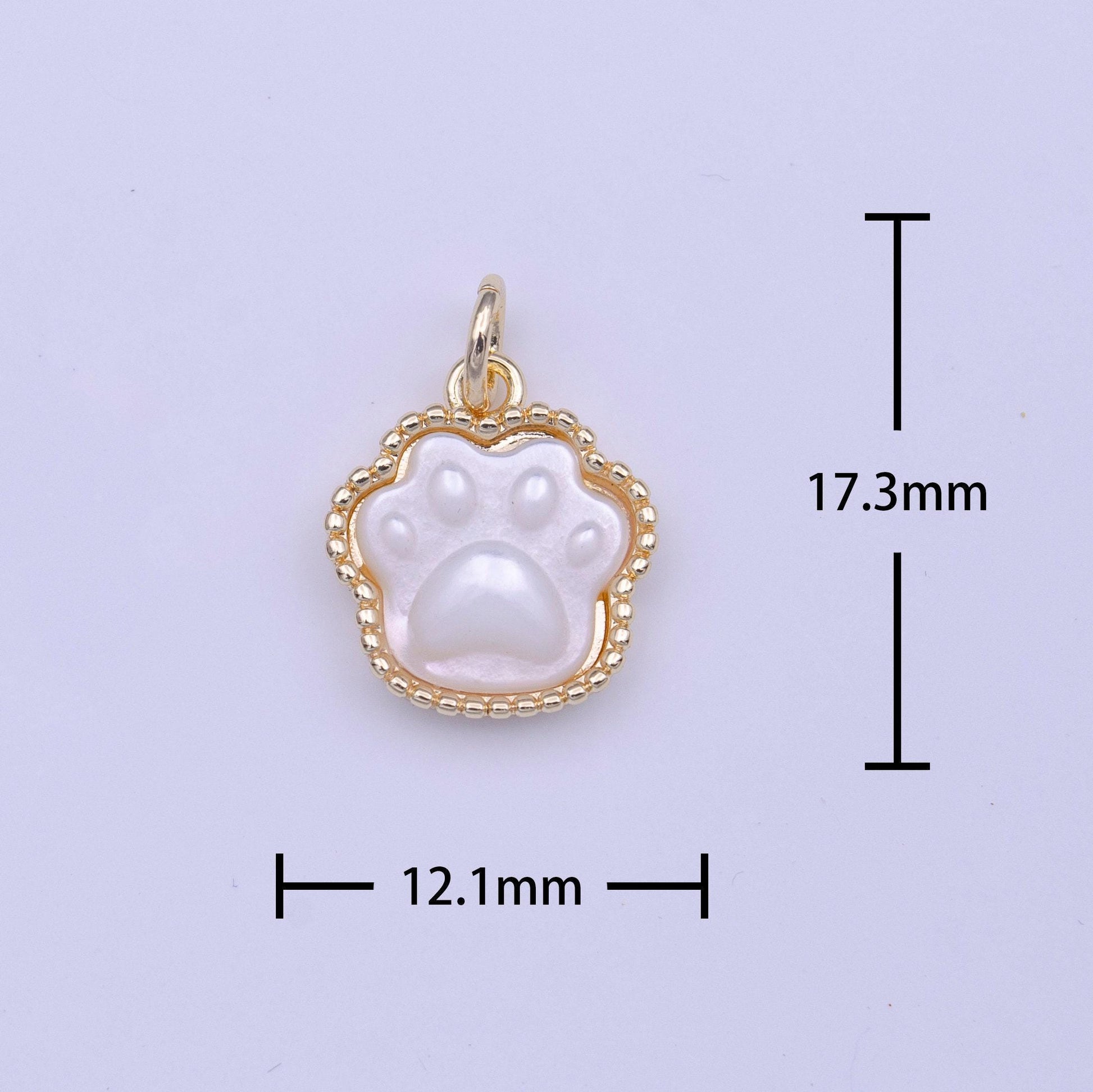 Mini dog paw charm for bracelet necklace earring component white shell pearl puppy dog cat bear animal pendant pet jewelry collar charm c427