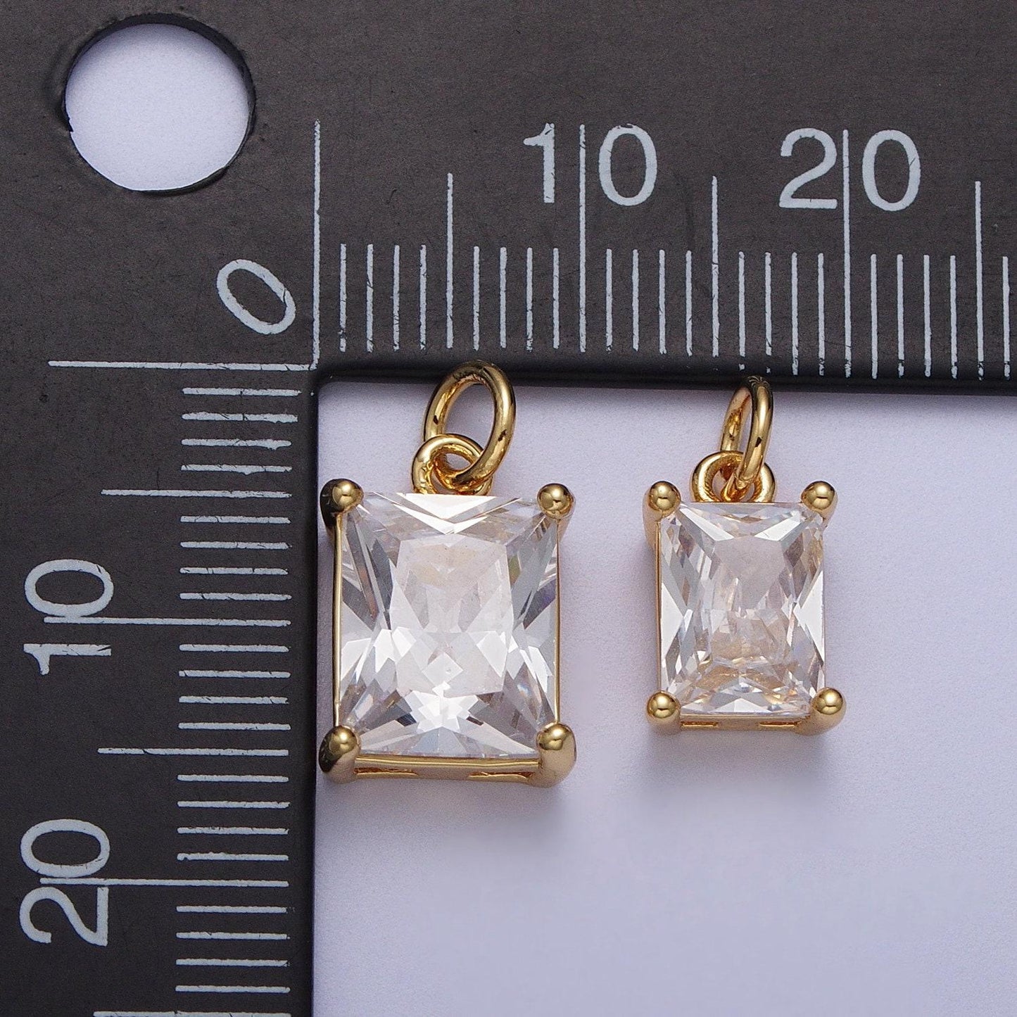 Dainty emerald cut charm cz gold filled set with cubic zirconia accent for bracelet necklace earring jewelry making c-420
