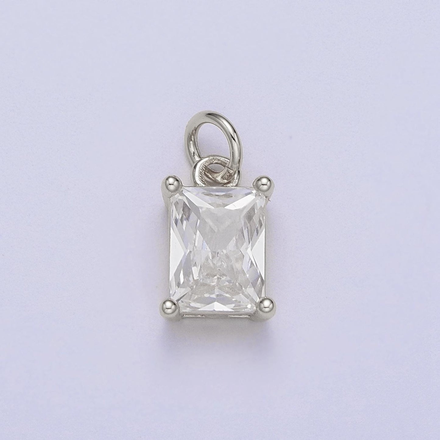 Dainty emerald cut charm cz gold filled set with cubic zirconia accent for bracelet necklace earring jewelry making c-420