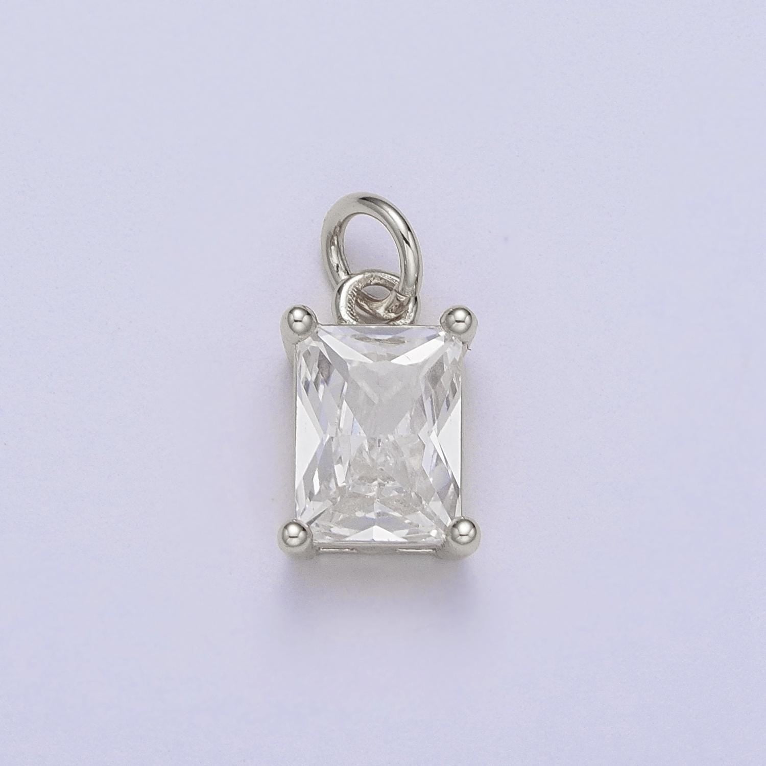 Dainty emerald cut charm cz gold filled set with cubic zirconia accent for bracelet necklace earring jewelry making c-420