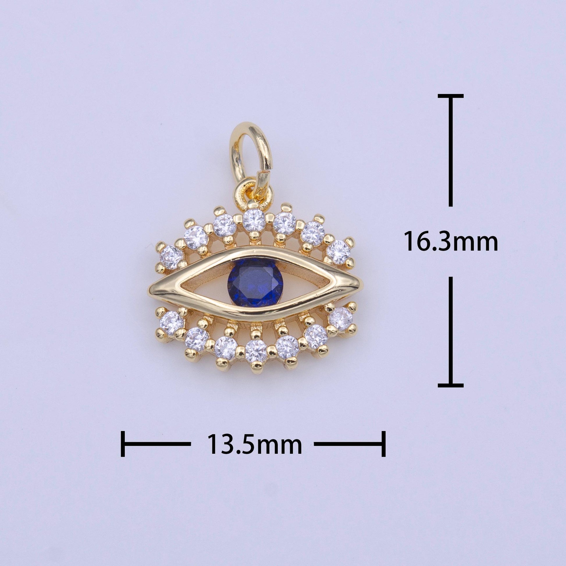 Dainty blue evil eye charm, gold plated eye charm minimalist amulet jewelry pendants cubic zirconia c417