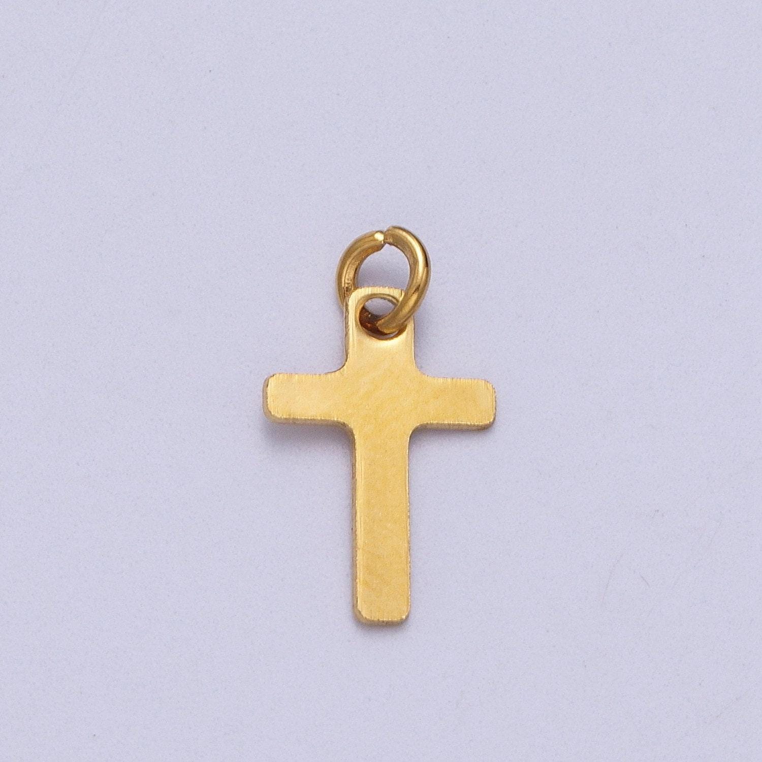Dainty stainless steel cross charms mini gold cross pendant for religious jewelry making supply