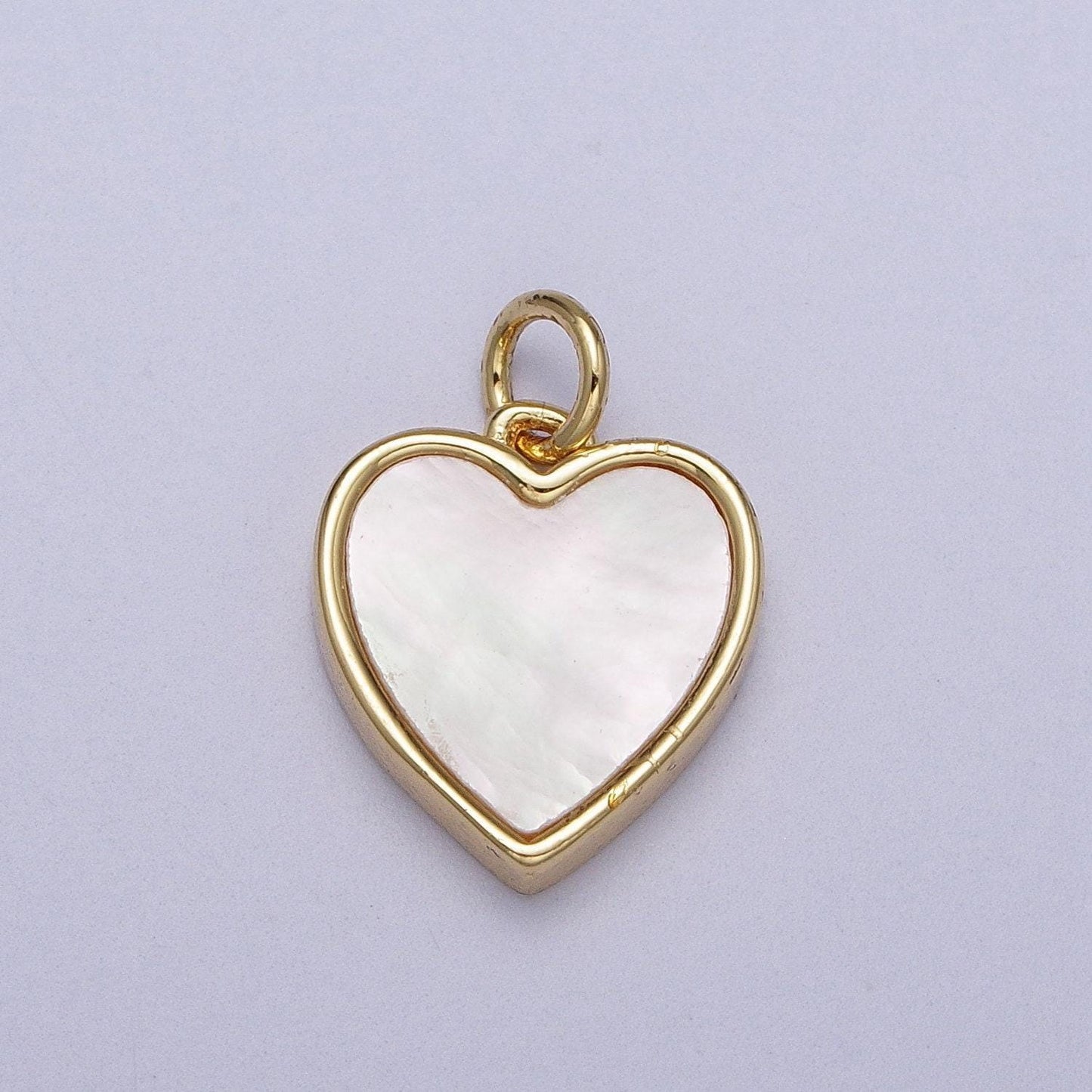 24k gold filled pink heart pendant, white shell pearl heart charm natural gemstone minimalist jewelry for anniversary valentine | c364 c376
