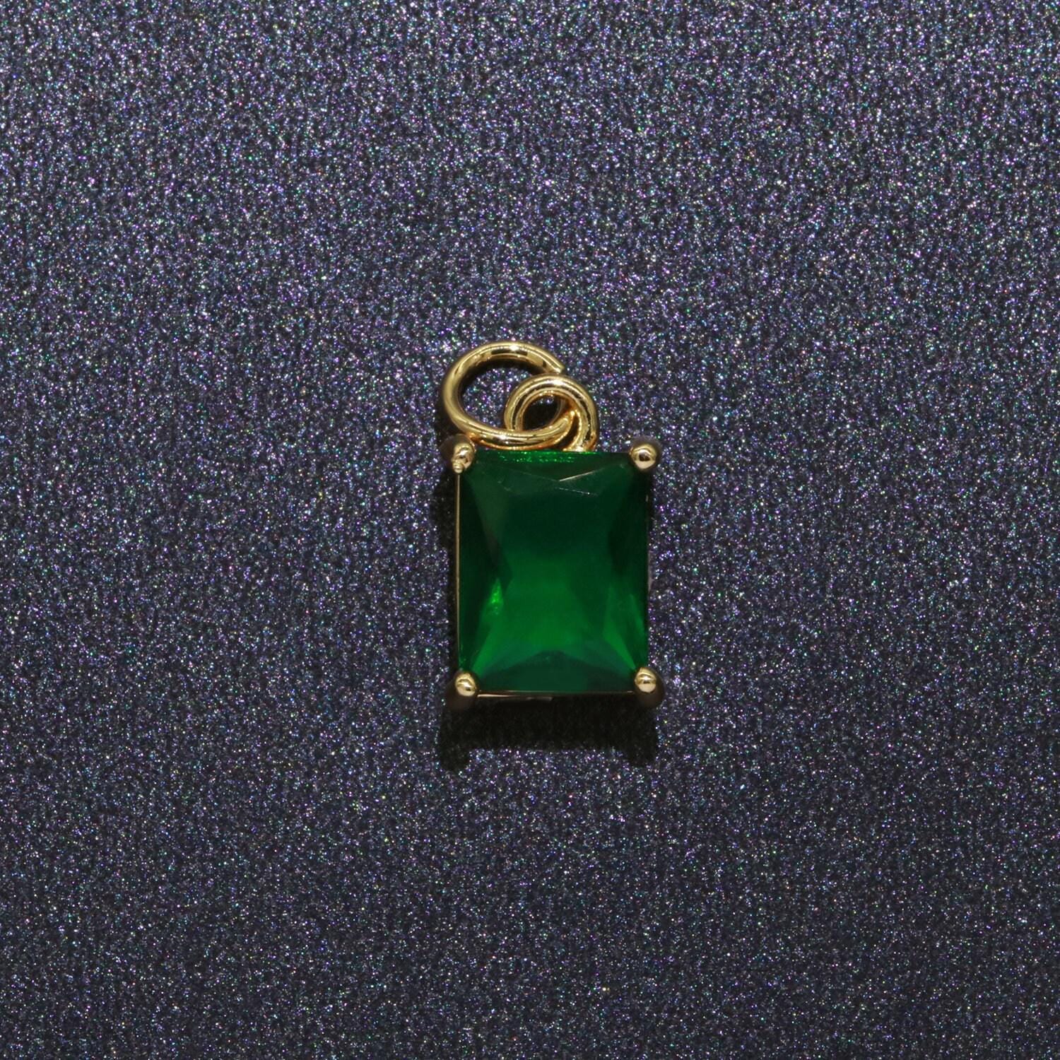 1x 14k gold filled micro pave cz geometric pendant charm emerald cut pendant charm geometric diy jewelry 10.2x7.3mm chgf 415