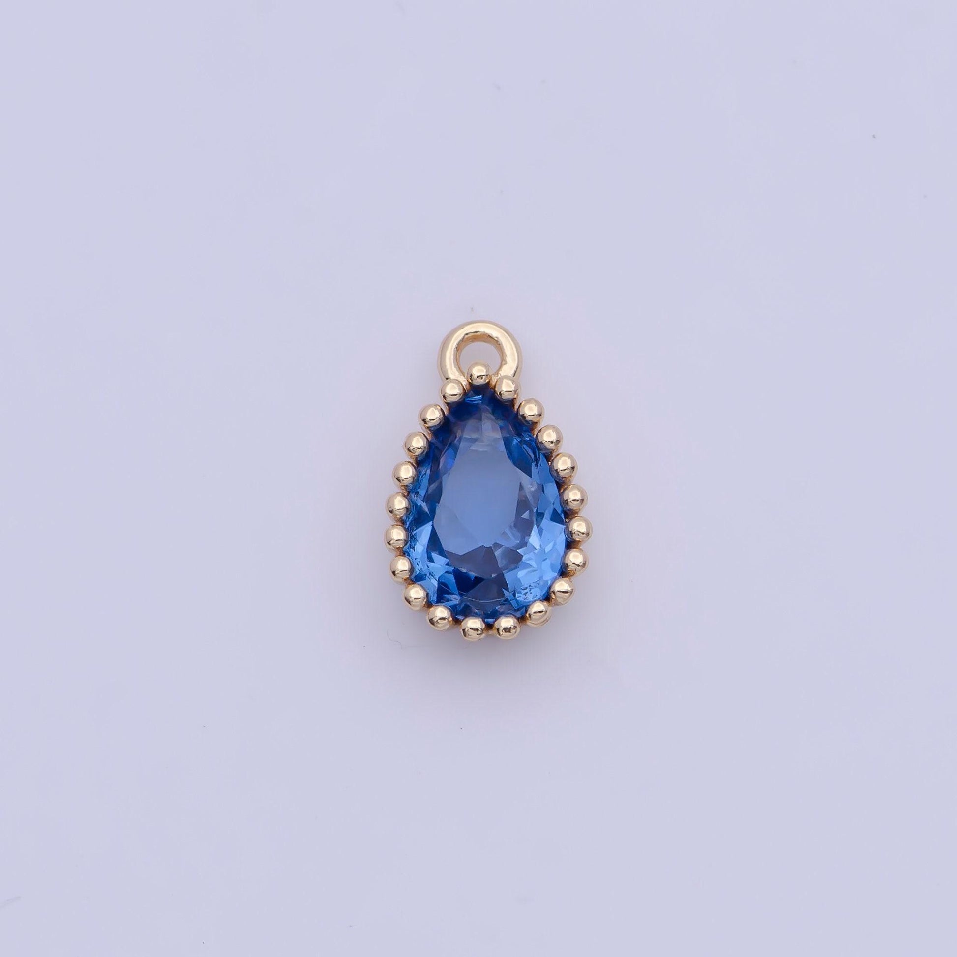 Dainty gold multicolor cz teardrop pendant, 24k gold plated 12 colors micro paved cz tiny tear drop marquise charm
