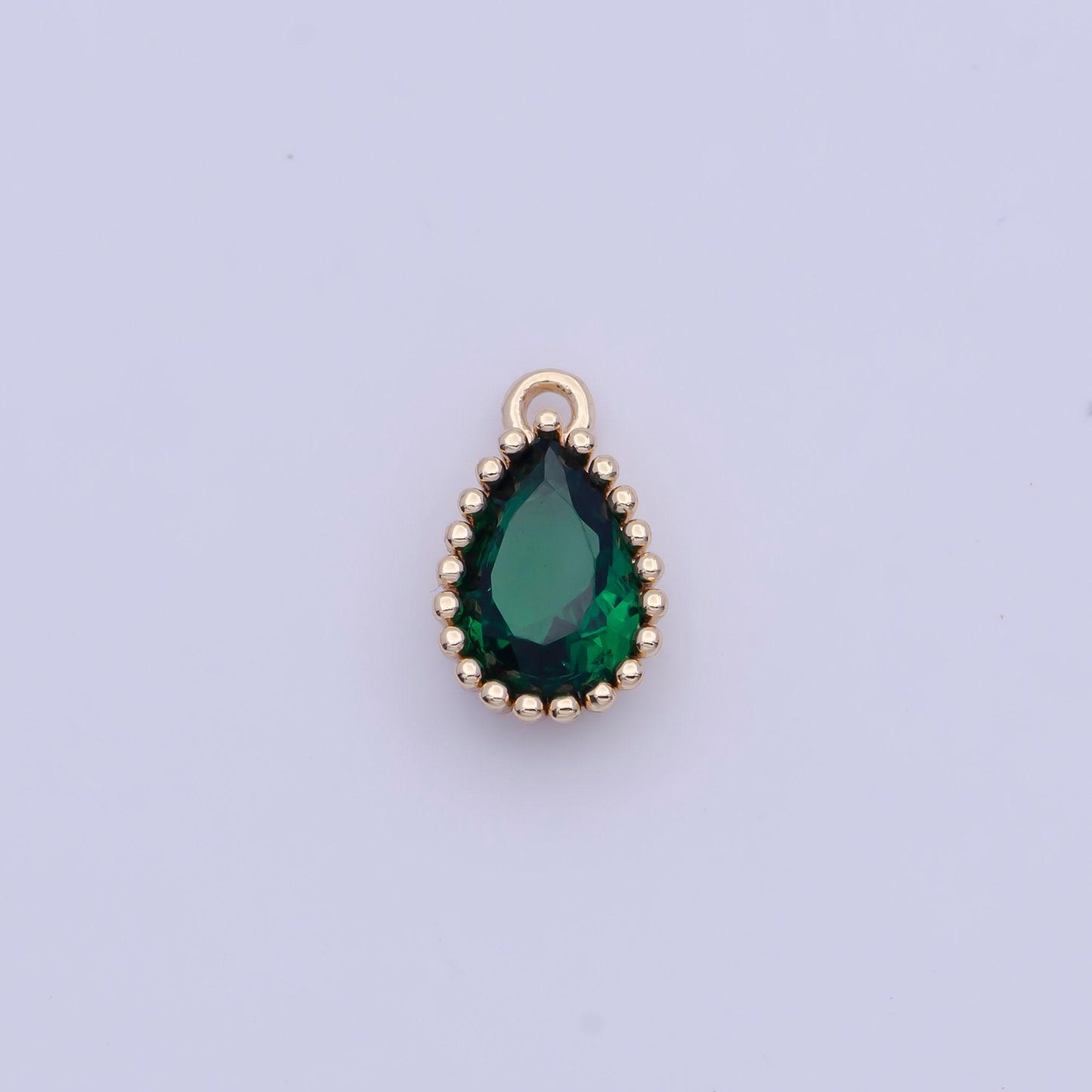 Dainty gold multicolor cz teardrop pendant, 24k gold plated 12 colors micro paved cz tiny tear drop marquise charm