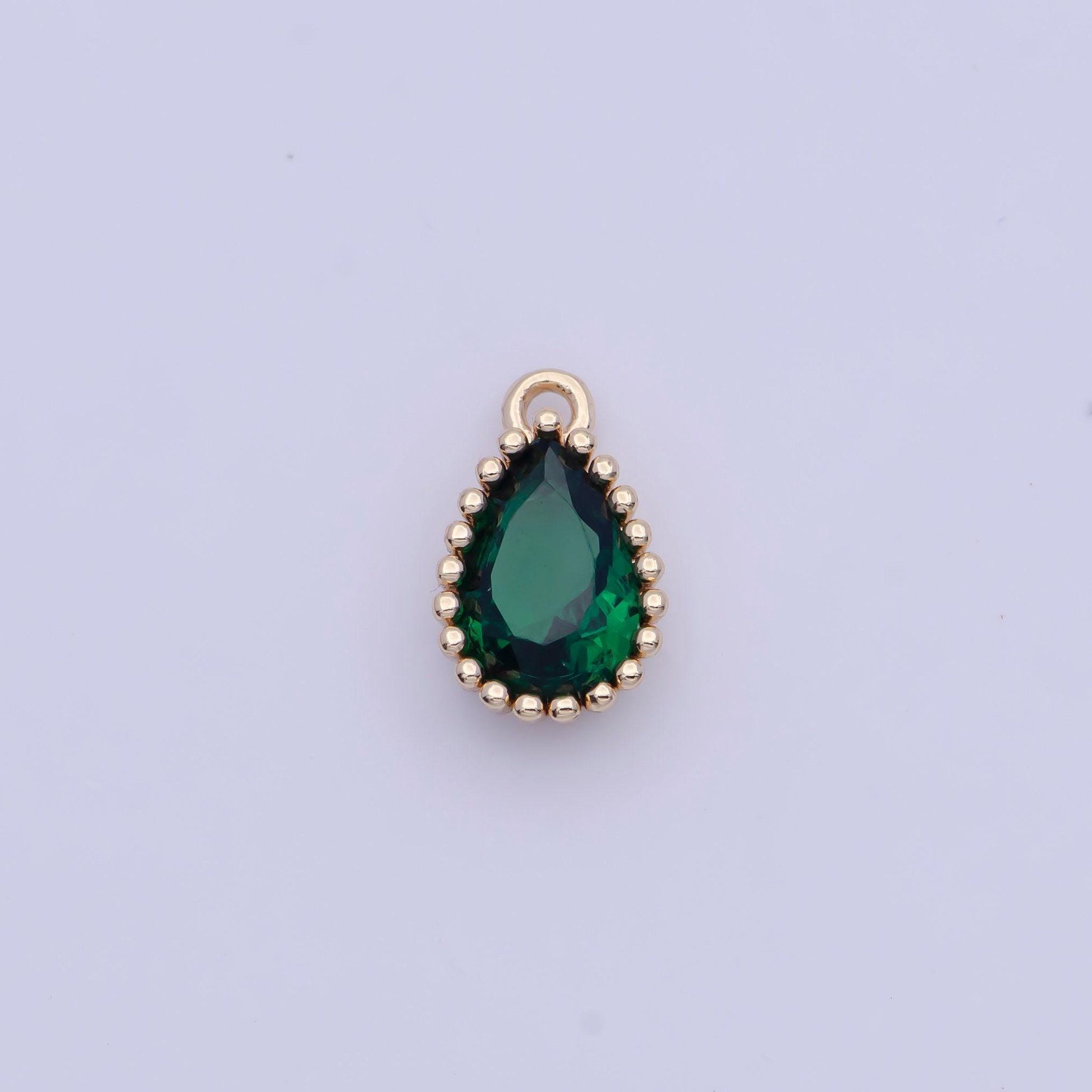 Dainty gold multicolor cz teardrop pendant, 24k gold plated 12 colors micro paved cz tiny tear drop marquise charm