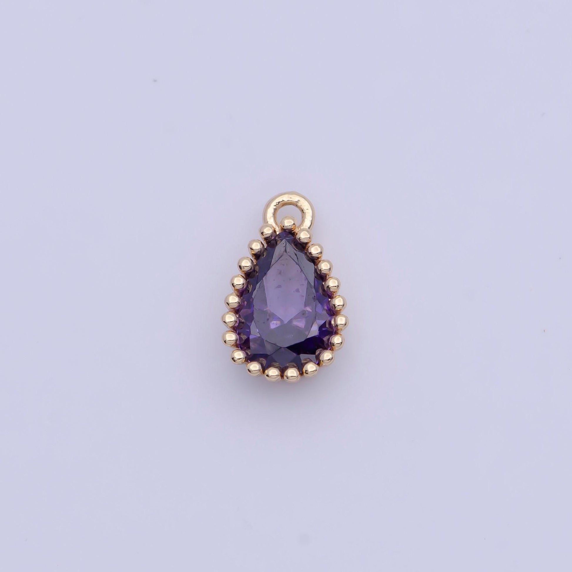 Dainty gold multicolor cz teardrop pendant, 24k gold plated 12 colors micro paved cz tiny tear drop marquise charm